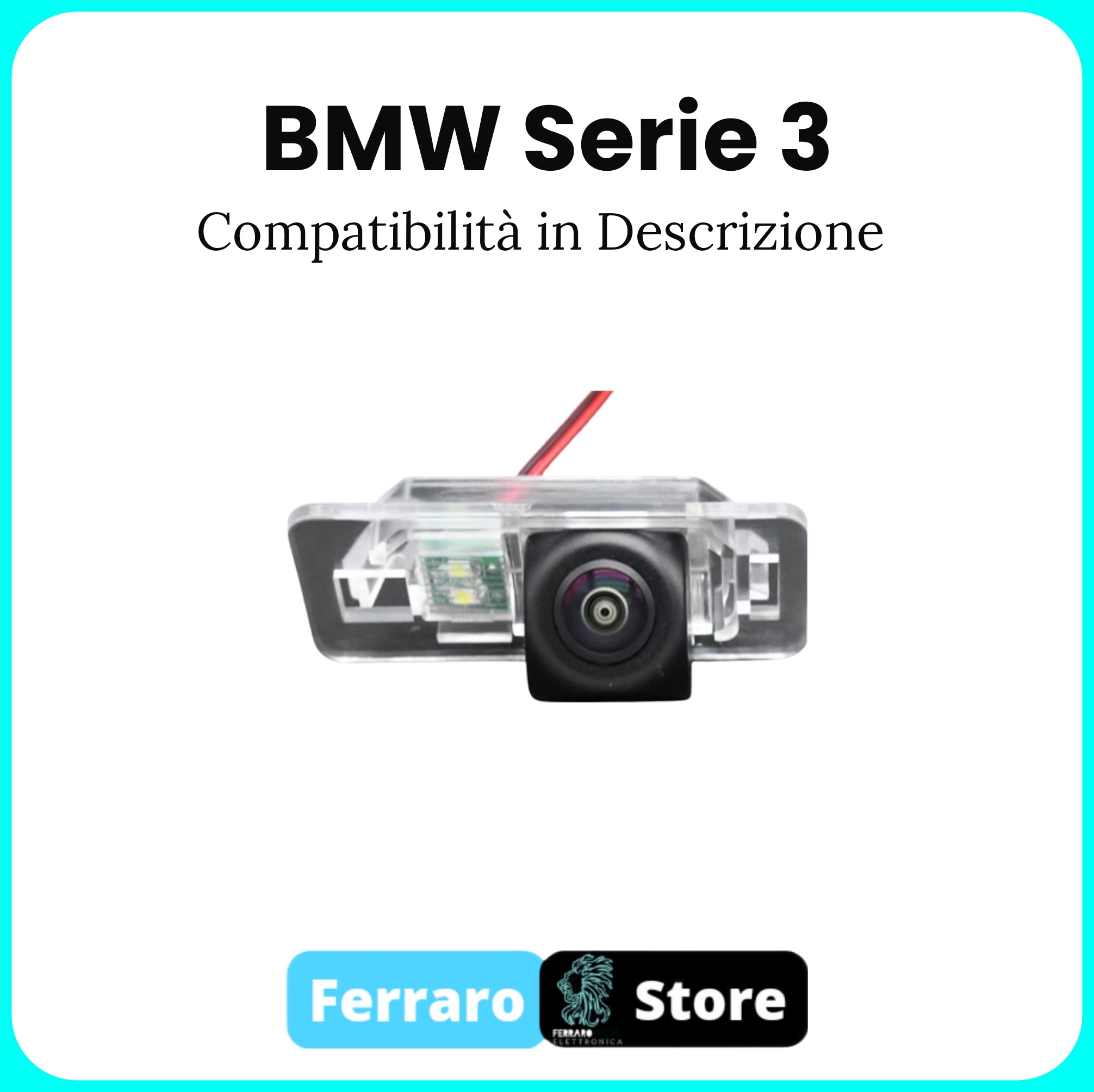 Telecamera Posteriore per BMW Serie 3 [Compatibilità in Descrizione] - AHD 1920x1080, 170° Gradi