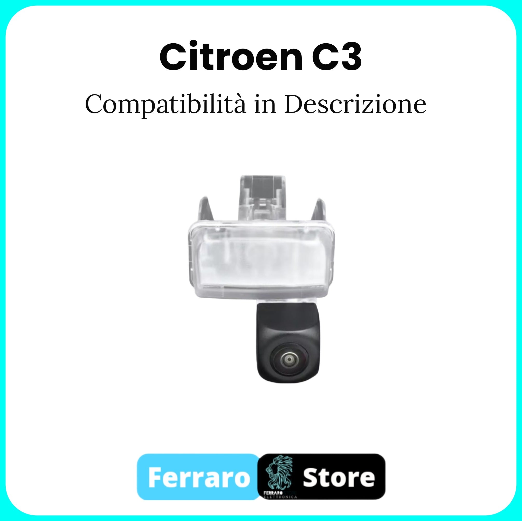 Telecamera Posteriore per Citroen C3 [Compatibilità in Descrizione] - AHD 1920x1080, 170° Gradi