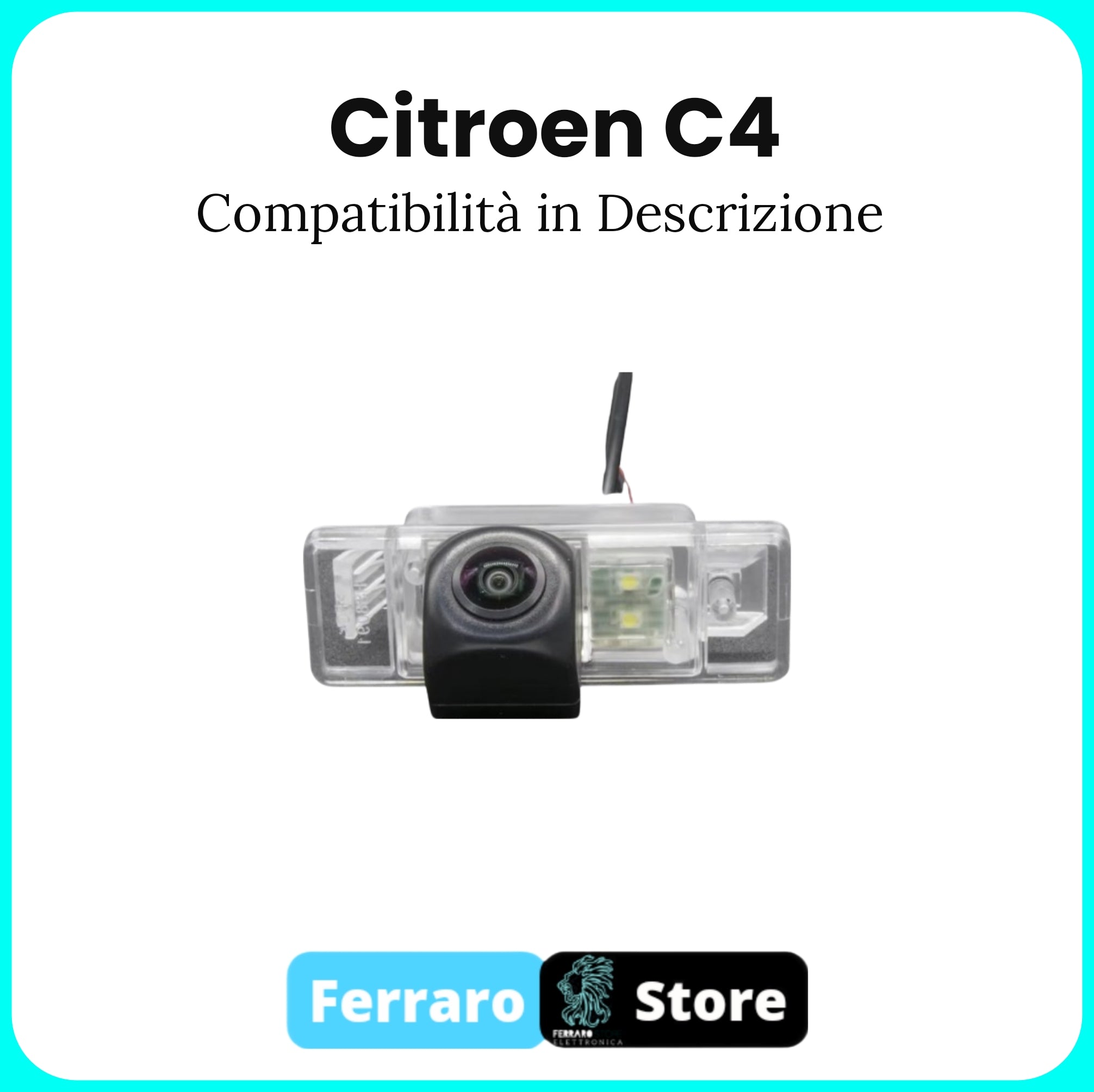 Telecamera Posteriore per Citroen C4 [Compatibilità in Descrizione] - AHD 1920x1080, 170° Gradi