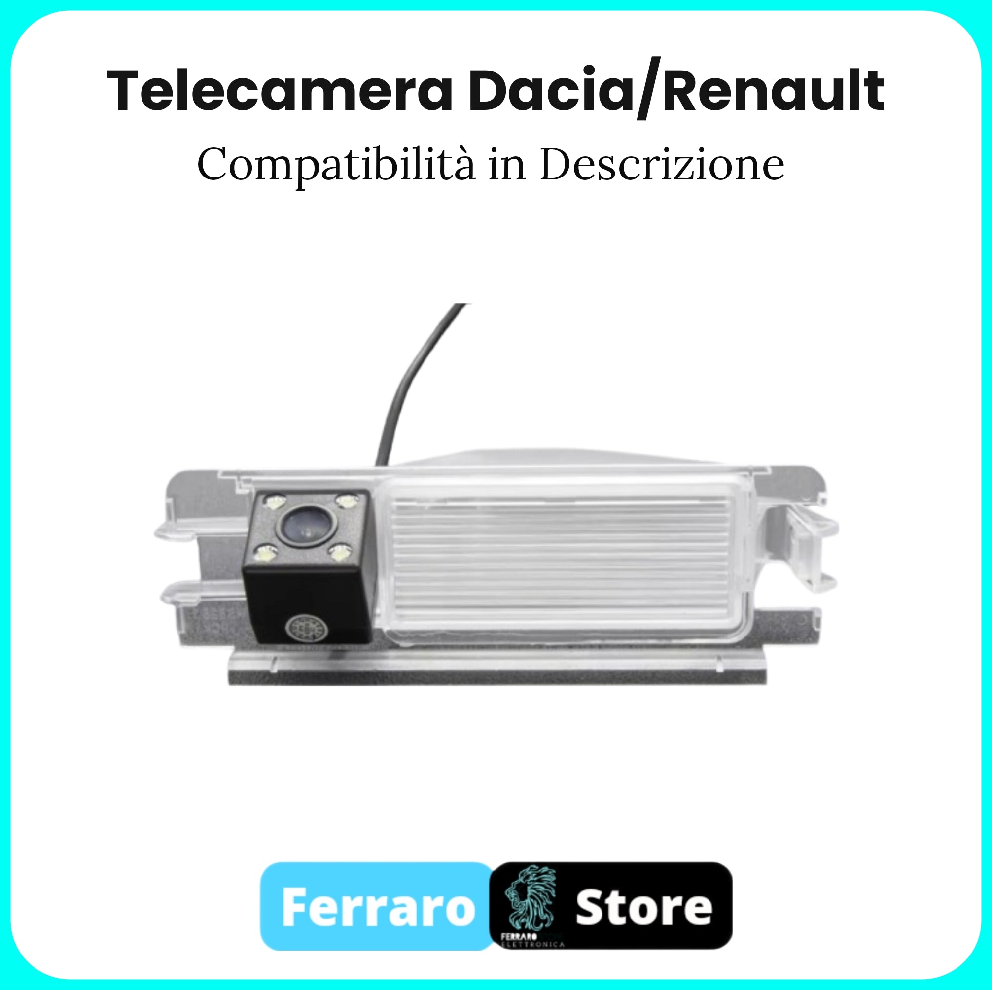 Telecamera Posteriore per Renault/Dacia [Compatibilità in Descrizione] - AHD 1920x1080, 170° Gradi