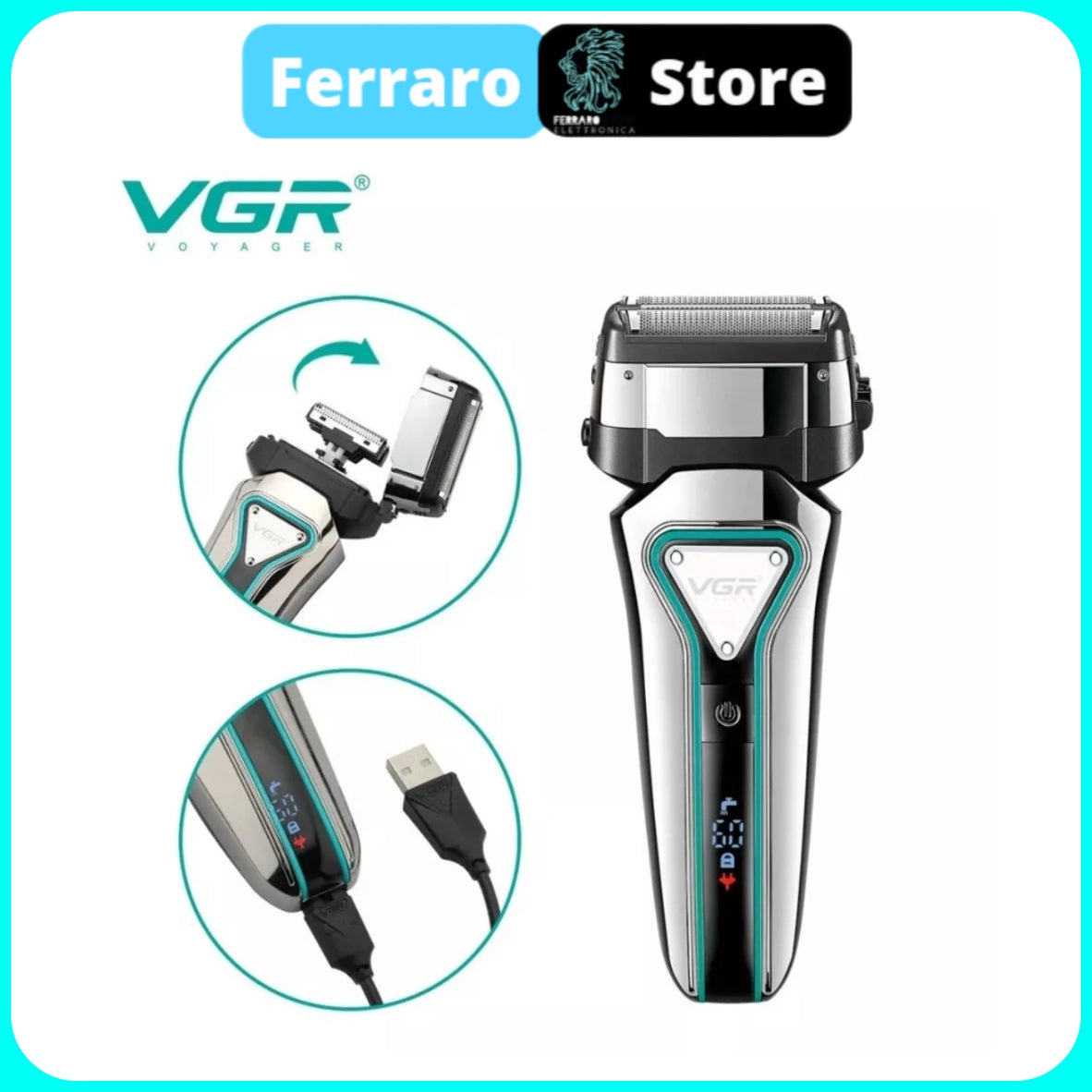 VGR Rasoio Elettrico Professionale - A Batteria Ricaricabile Barba Capelli V-333