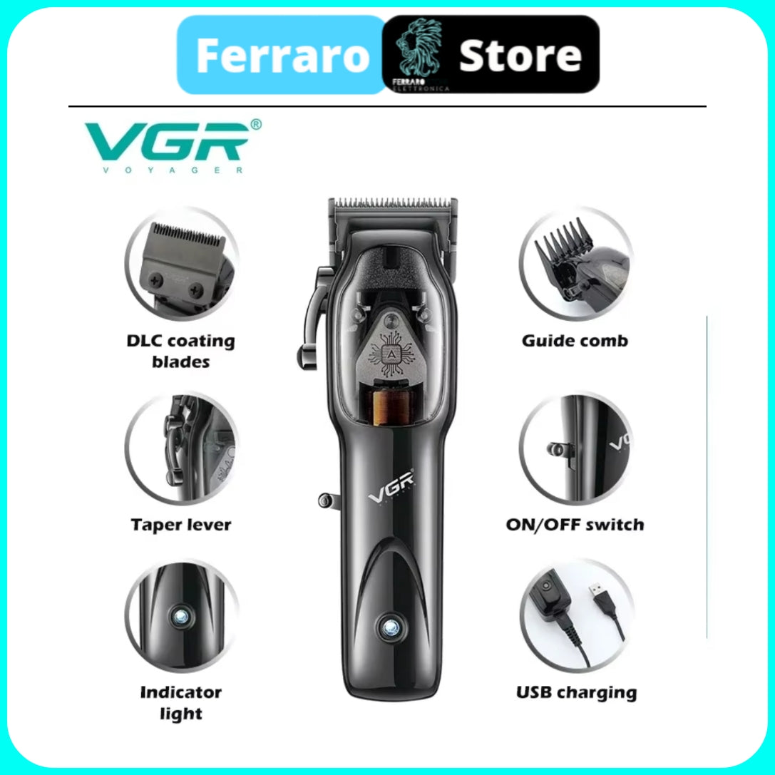 VGR Rasoio Capelli - a Batteria, Attrezzatura Barberia, Professionale, Ricaricabile V-653