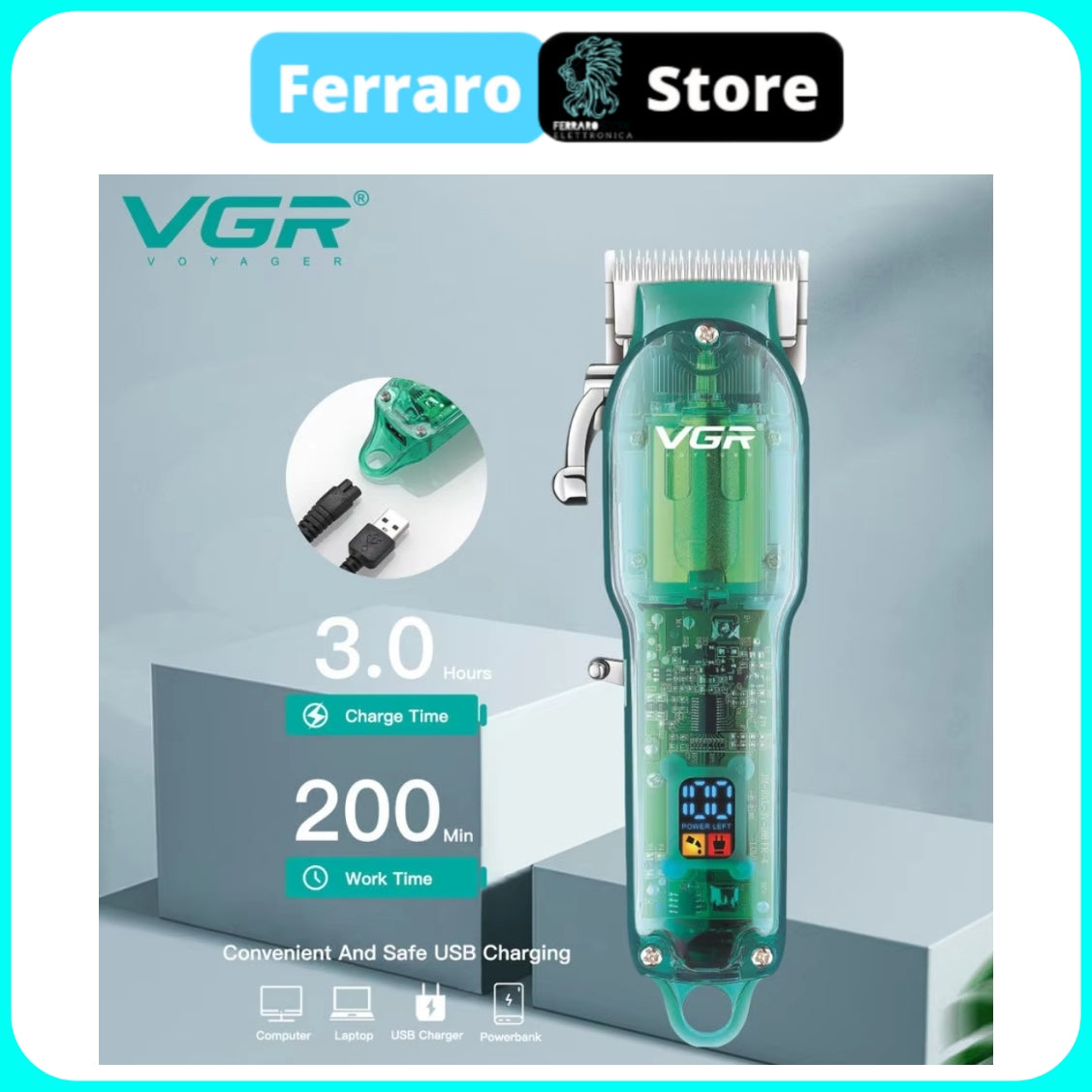 VGR Rasoio Professionale - a Batteria, Rasoio, Taglia Capelli, da Barbiere, Professionale, VGR V-660