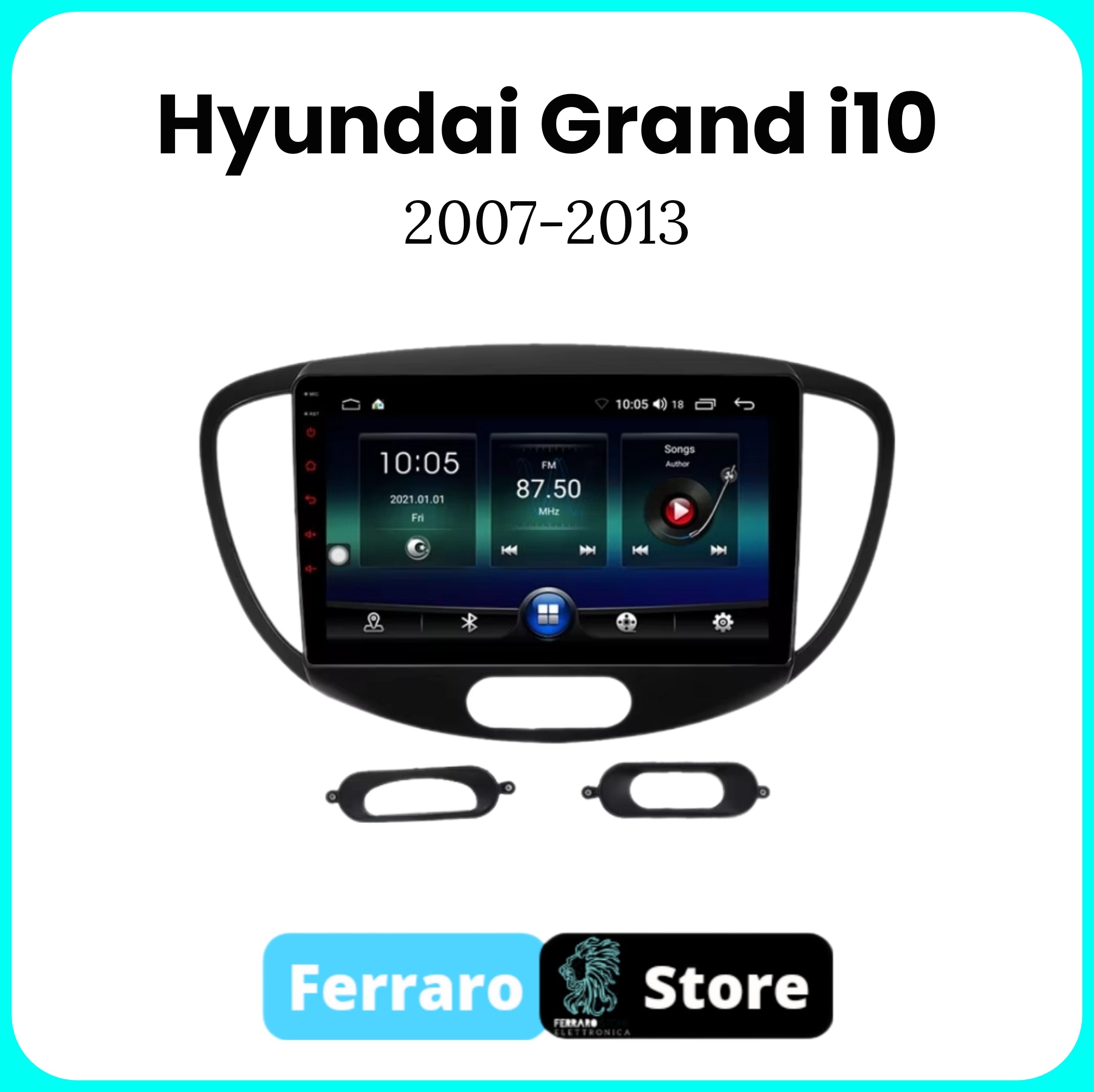 Autoradio per Hyundai Grand i10 [2007-2013] - 2GB/4GB/6GB/8GB Sistema auto Intelligente, 2Din 9"Pollici, GPS, Navigatore, Wifi