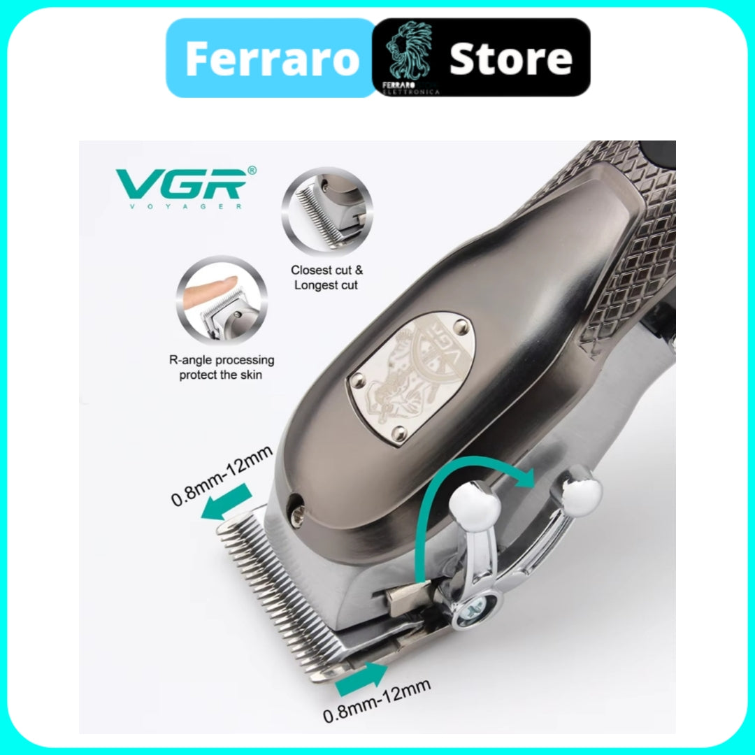 VGR Rasoio Capelli - Professionale, Taglia Capelli, in Metallo, Ricarica USB, VGR V-276