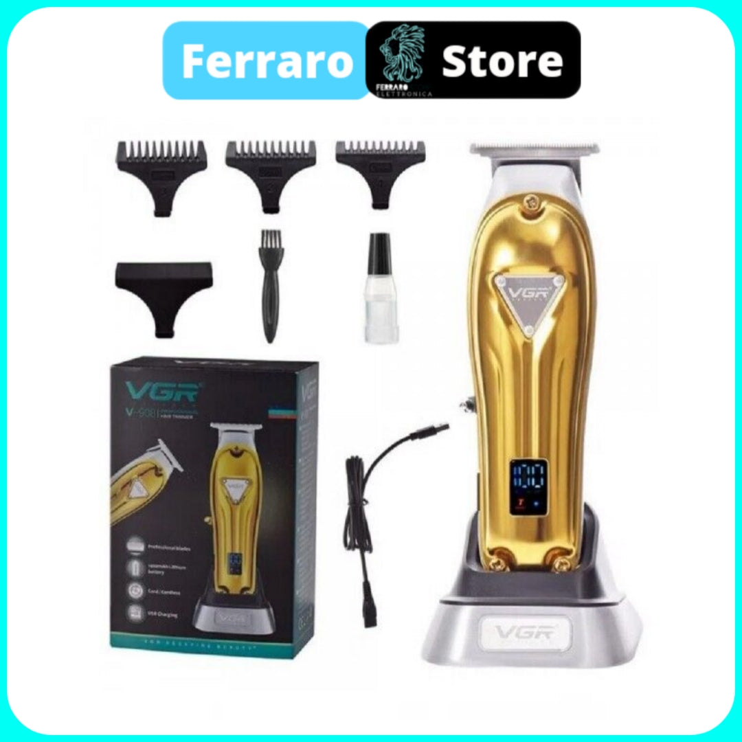 VGR Taglia Capelli - Professionale, Ricaricabile, Trimmer, USB, LCD, V-908