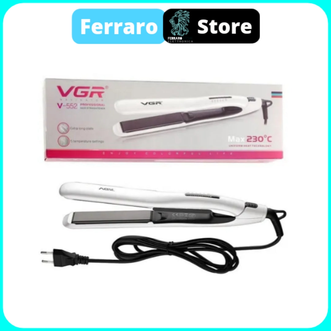 VGR Piastra Capelli - Professionale, Capelli Lisci, 50w, Rivestita in Ceramica, Display LCD V-552