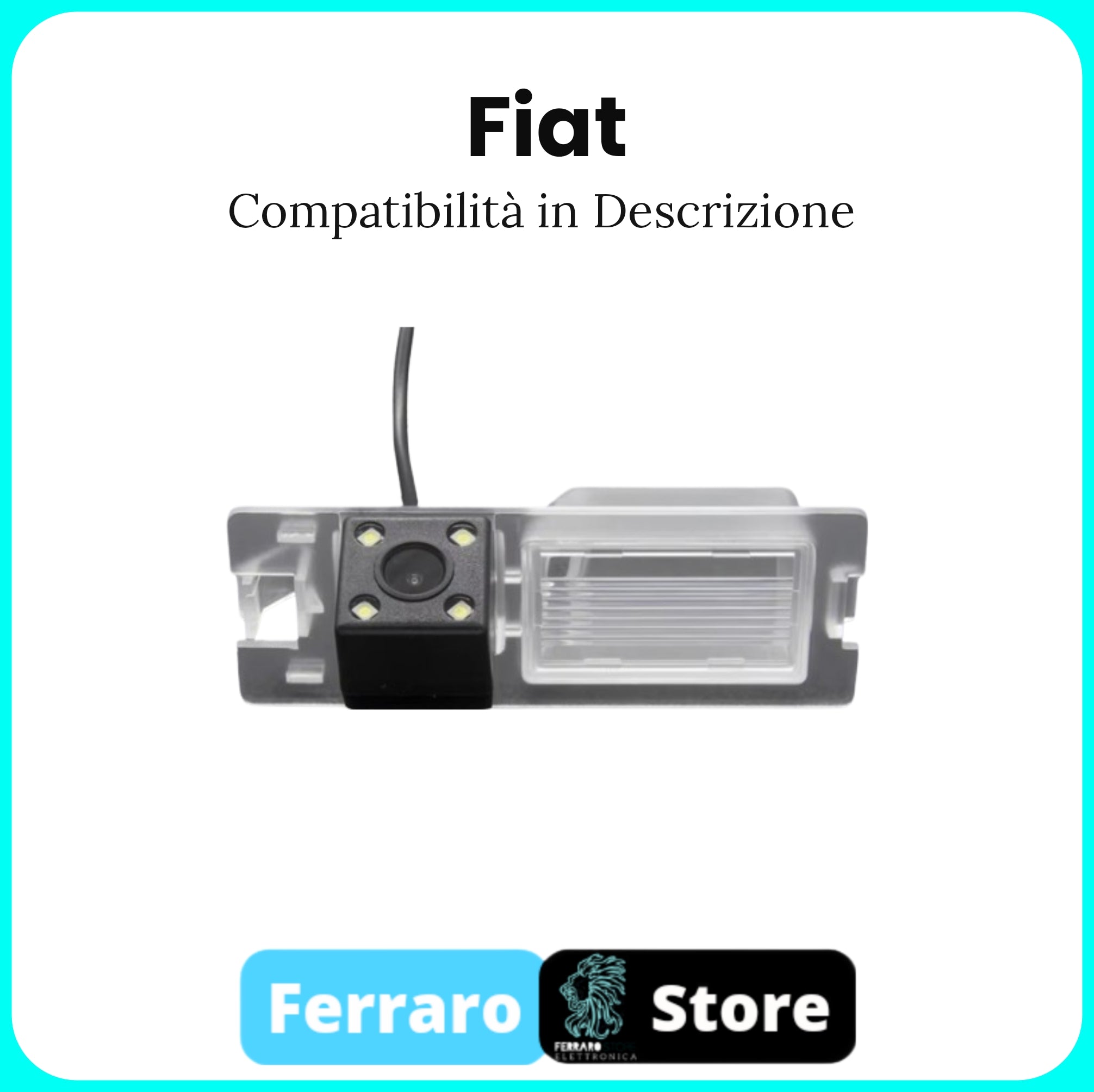 Telecamera Posteriore per Fiat [Compatibilità in Descrizione] - AHD 1920x1080, 170° Gradi