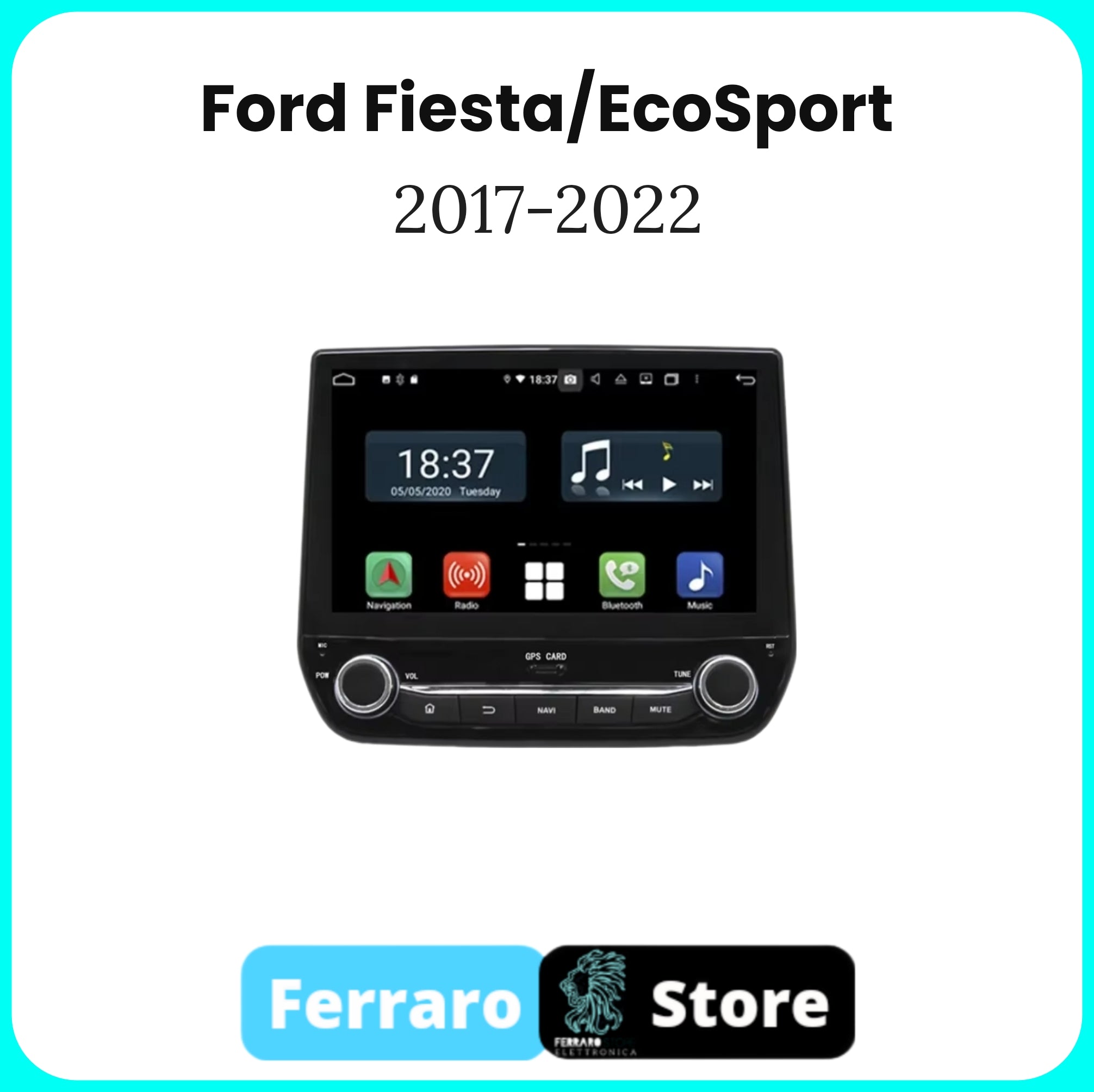 Autoradio per Ford Fiesta/EcoSport [2017-2022] - 4GB/8GB Android, Radio RDS, GPS, Wifi, Bluetooth, CarPlay e Android Auto