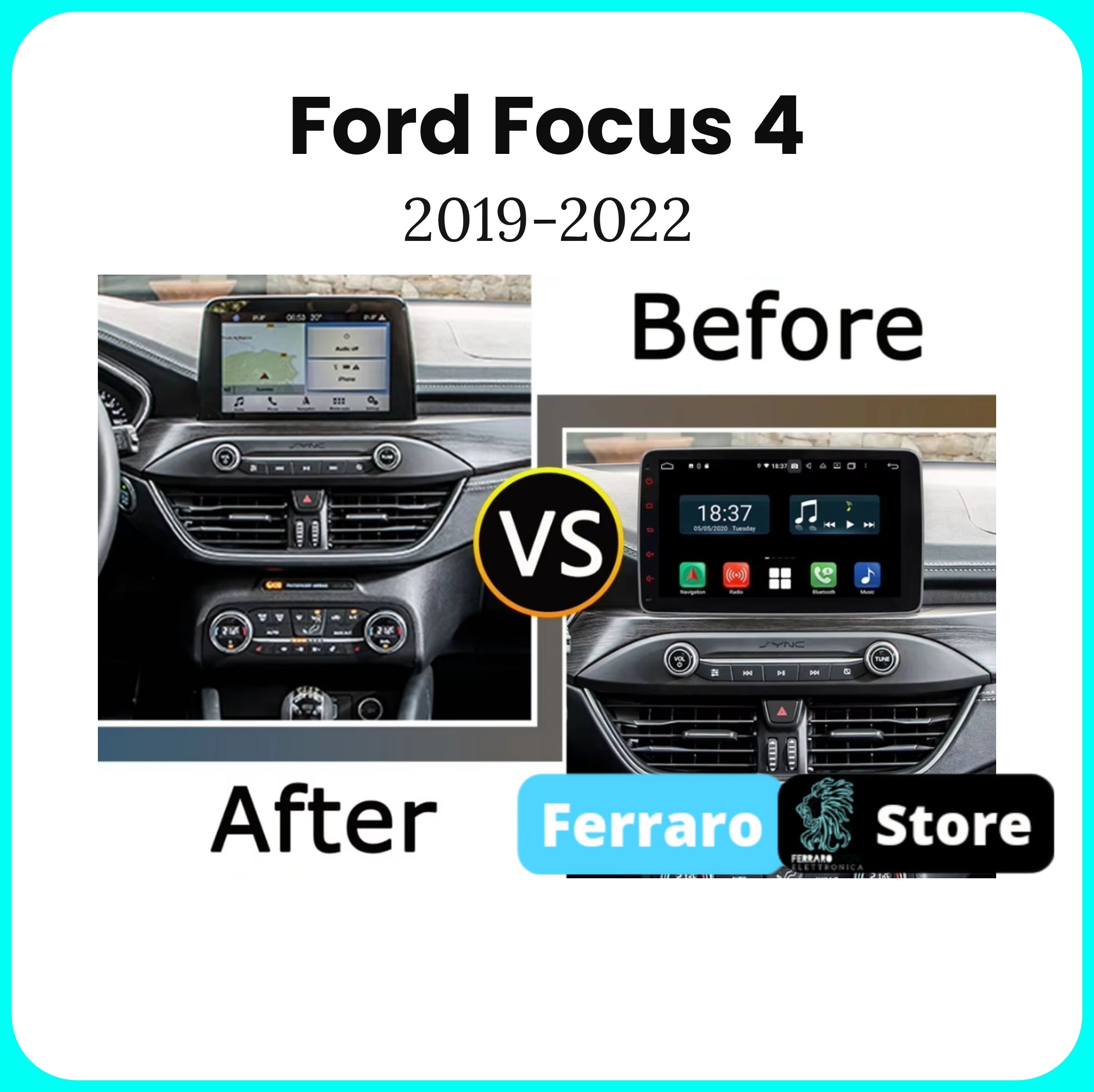 Autoradio per Ford Focus 4 [2019-2022] - 4/64GB, Android, Radio RDS, GPS, Wifi, Bluetooth, CarPlay e Android Auto