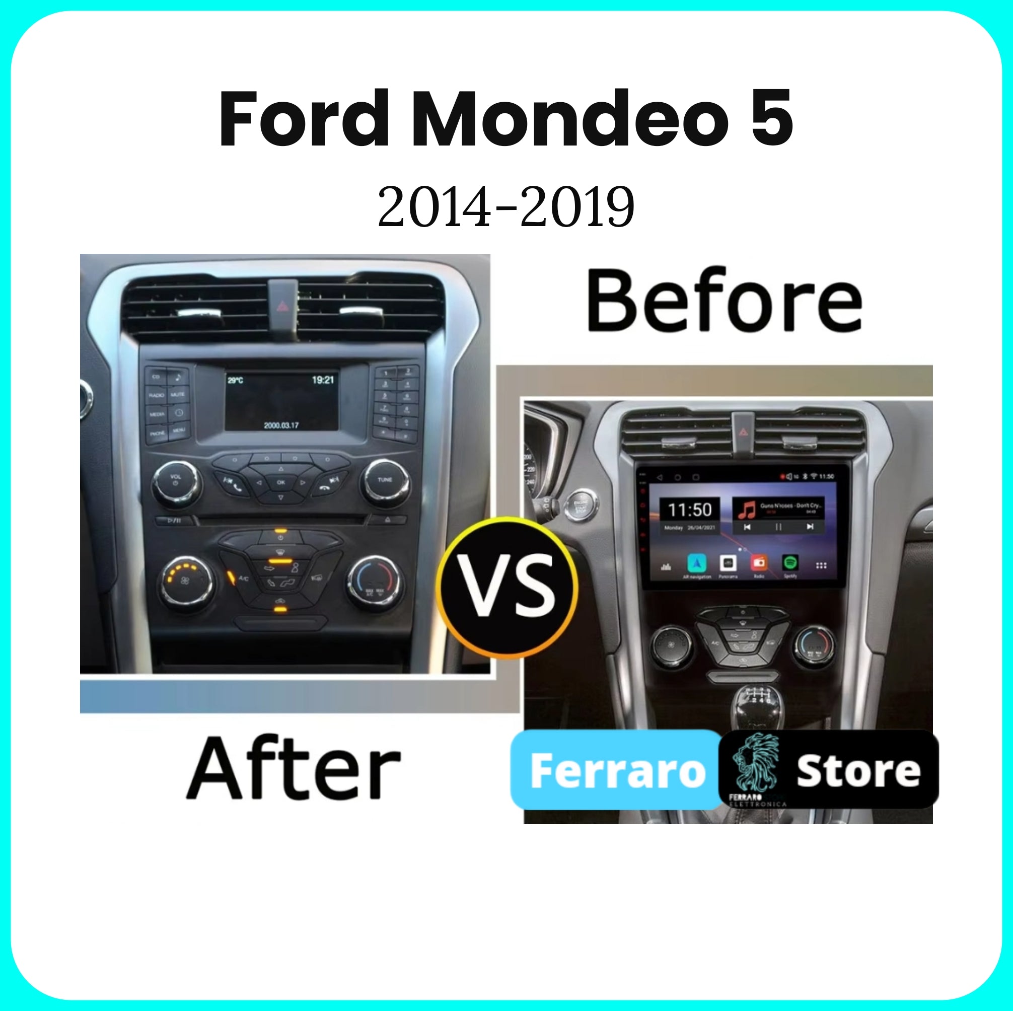 Autoradio per Ford Mondeo 5 [2014- 2019] - 2GB/4GB/6GB/8GB Ram, Sistema auto Intelligente, 2Din 9"Pollici, GPS, Navigatore, Wifi