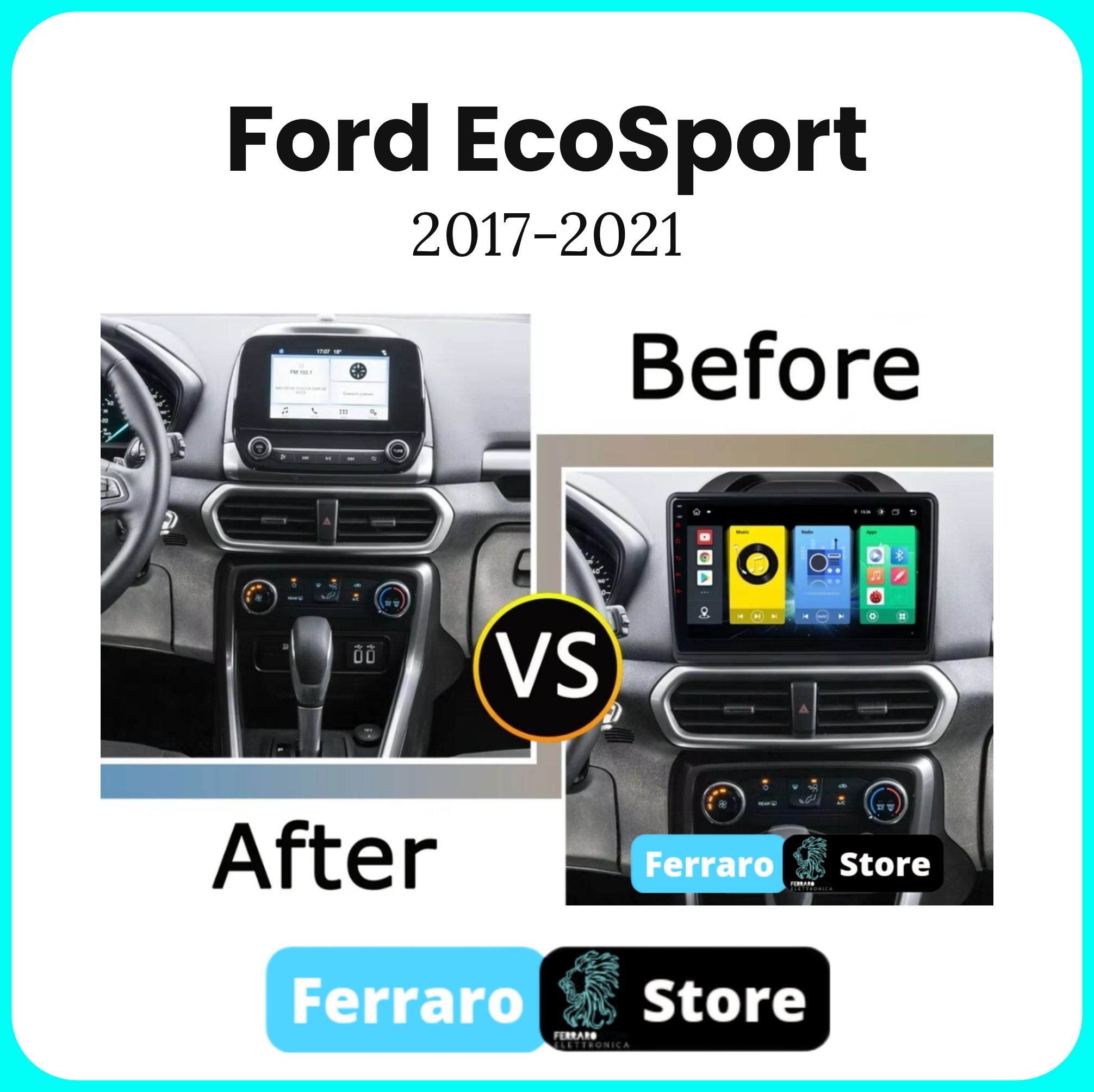 Autoradio per Ford EcoSport [2017-2021] - 2GB/4GB/6GB/8GB Ram, Sistema auto Intelligente, 2Din 9"Pollici, GPS, Navigatore, Wifi