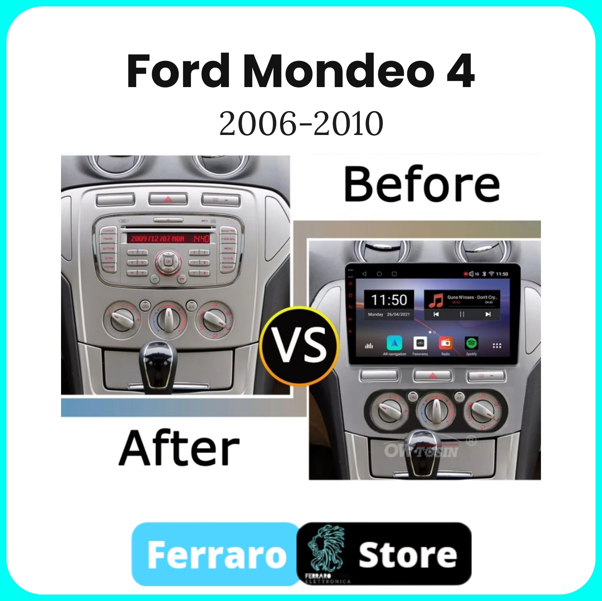 Autoradio per Ford Mondeo 4 [2006- 2010] - 2GB/4GB, Sistema auto Intelligente, 2Din 10.1"Pollici, GPS, Navigatore, Wifi