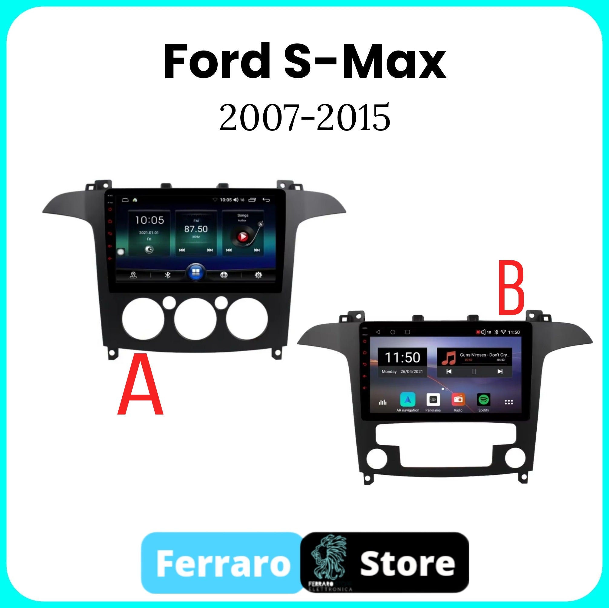 Autoradio per Ford S-Max [2007 - 2015] - 2GB/4GB/6GB/8GB Autoradio con Sistema Intelligente, GPS, Navigatore, 2Din 9"Pollici, Wifi