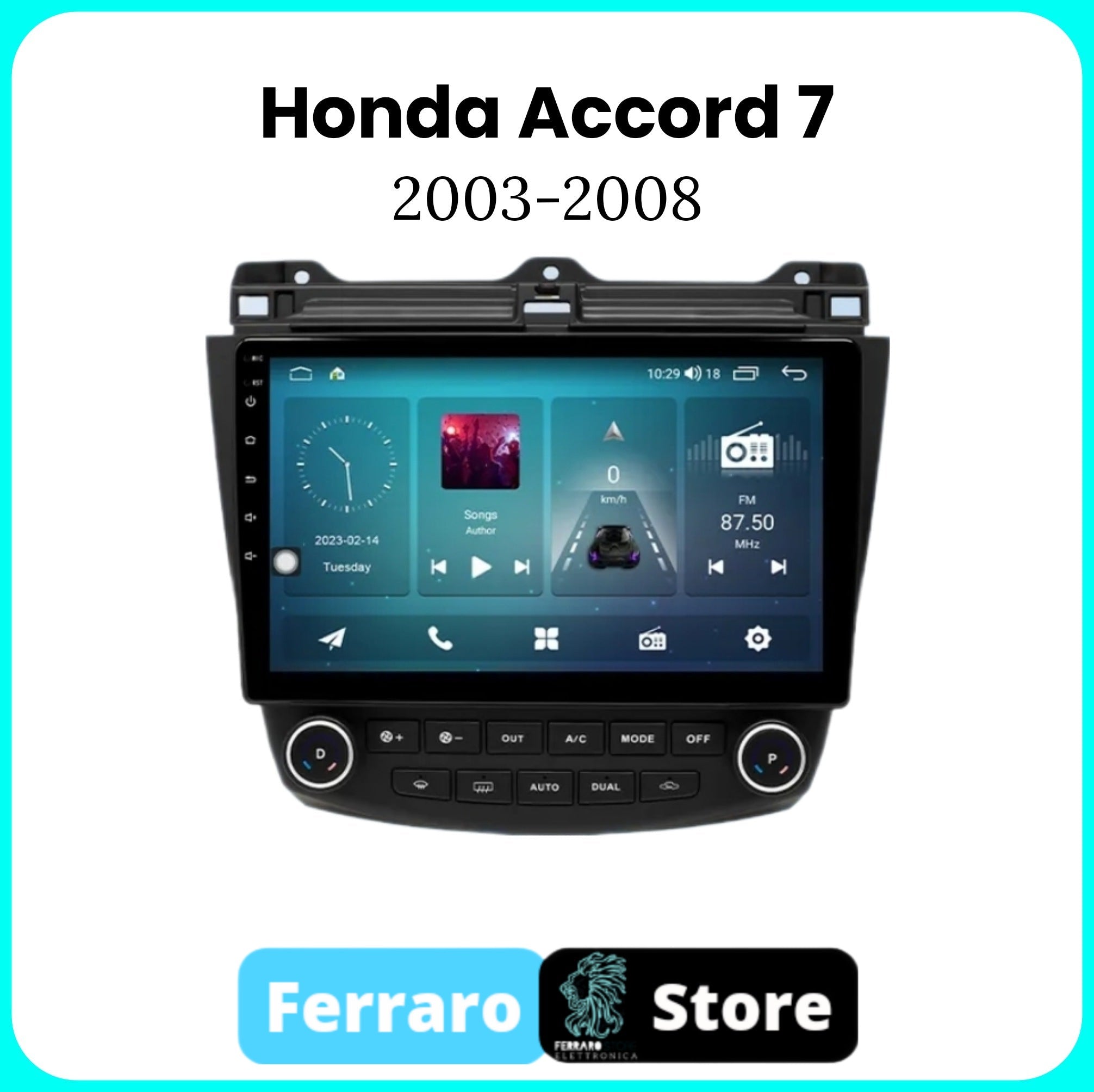 Autoradio per Honda Accord 7 [2003-2008] - 2GB/4GB/6GB/8GB Sistema auto Intelligente, 2Din 9"Pollici, GPS, Navigatore, Wifi