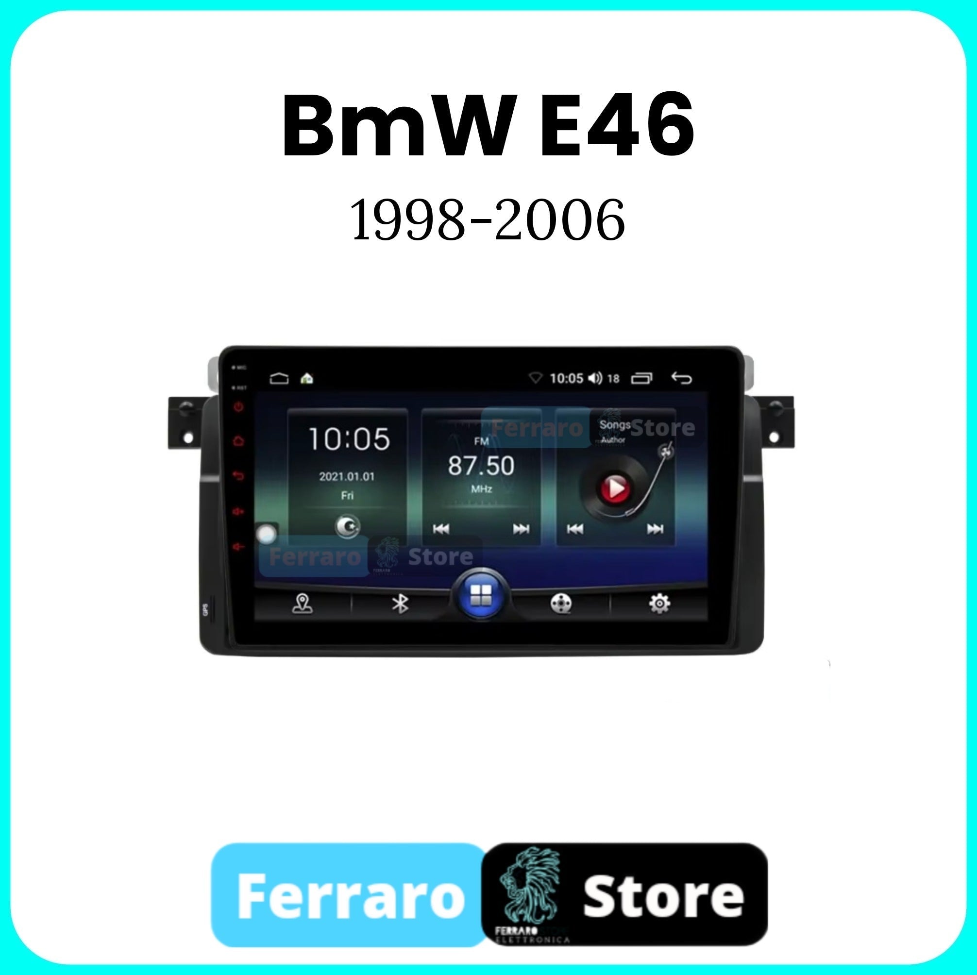 Autoradio per BMW E46/M3 9" | 1998-2006 | Android | Bluetooth | CarPlay | Android Auto | 2GB/4GB/6GB/8GB Ram