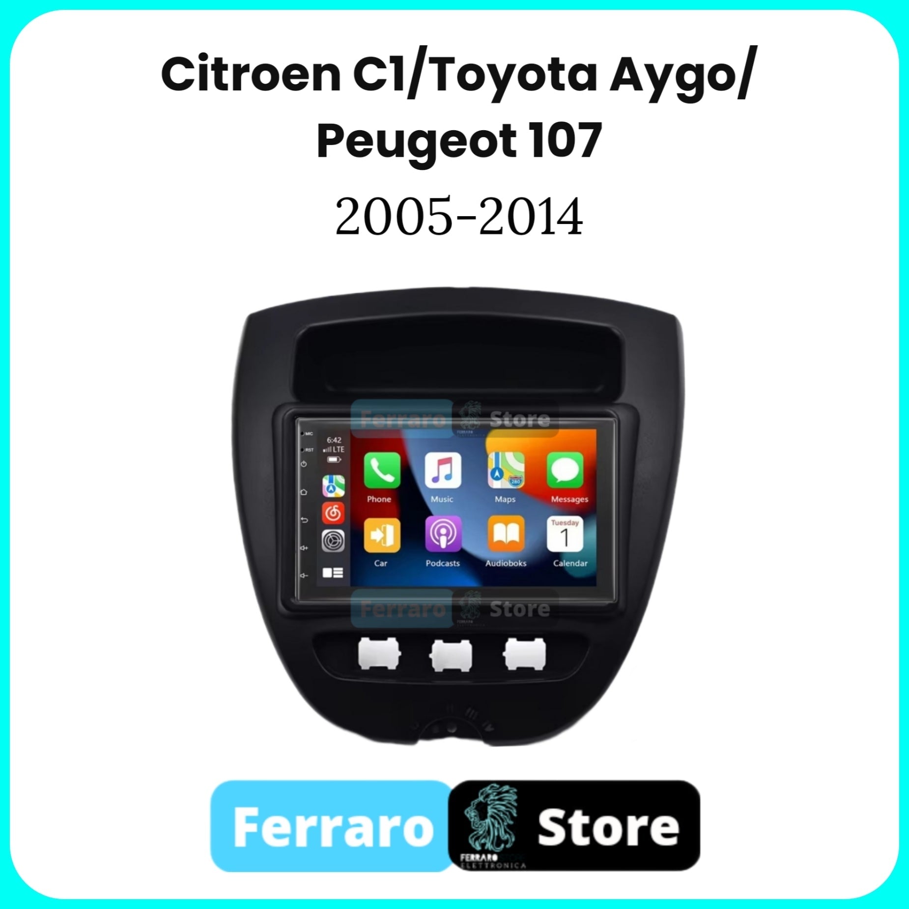 Autoradio per Citroen C1 7" | Toyota Aygo | Peugeot 107 | 2005-2014 | Android | Bluetooth | CarPlay | Android Auto | 2GB/4GB/6GB Ram