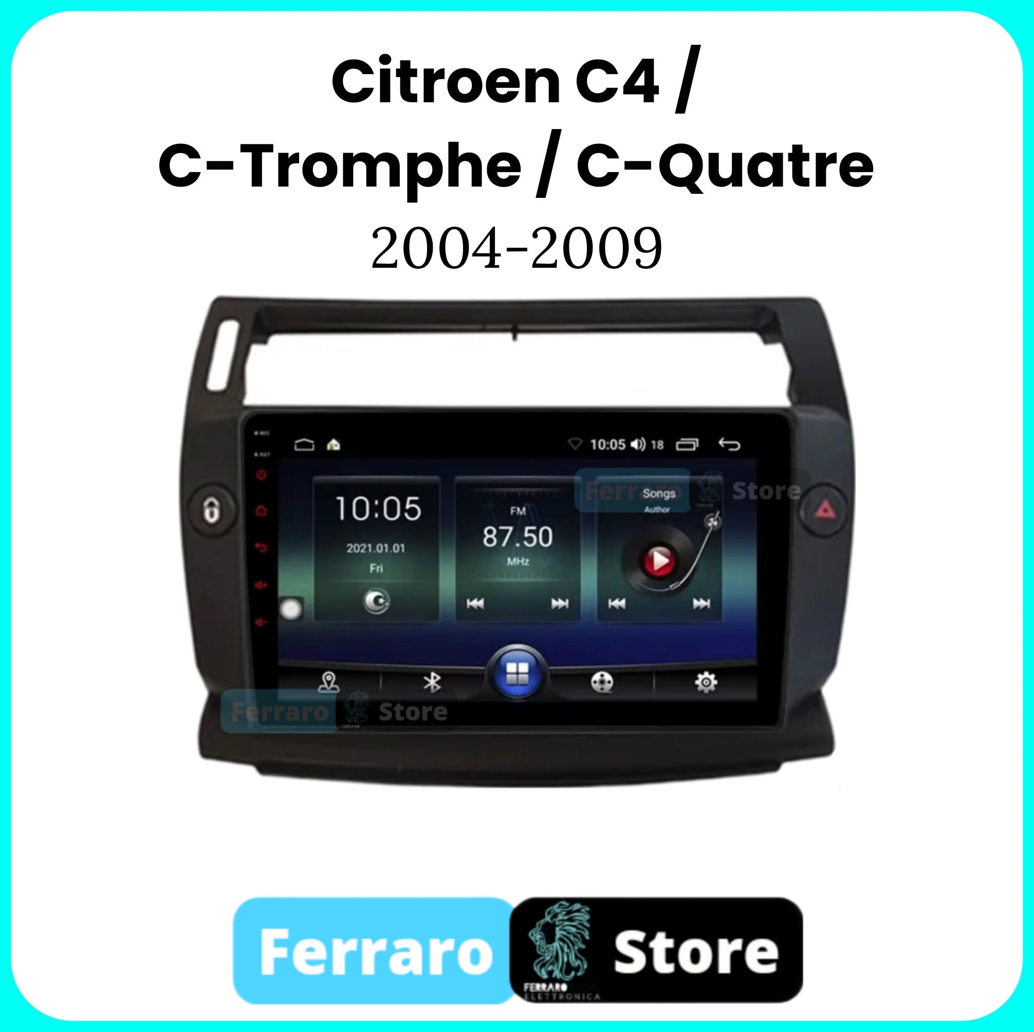 Autoradio per Citroen C4 9" | C-Triomphe | C-Quatre | 2004-2009 | Android | Bluetooth | CarPlay | Android Auto | 2GB/4GB/6GB/8GB Ram