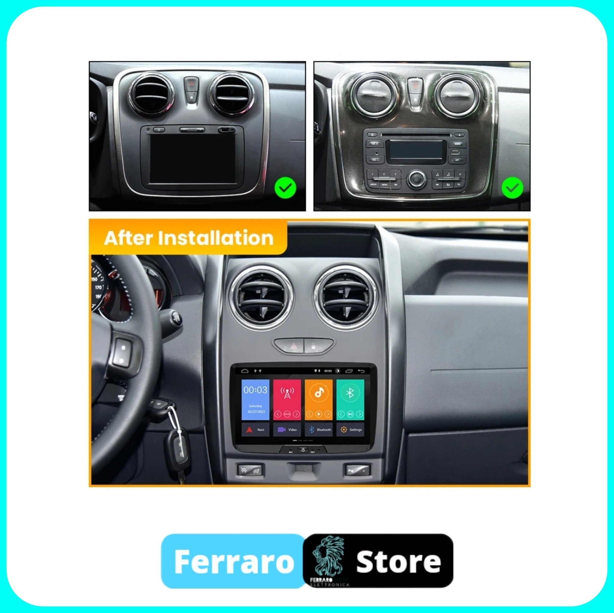 Autoradio per Logan 9" | Sandero | Stepway Symbol | 2012-2019 | Android | Bluetooth | CarPlay | Android Auto | 2GB/4GB/6GB/8GB Ram