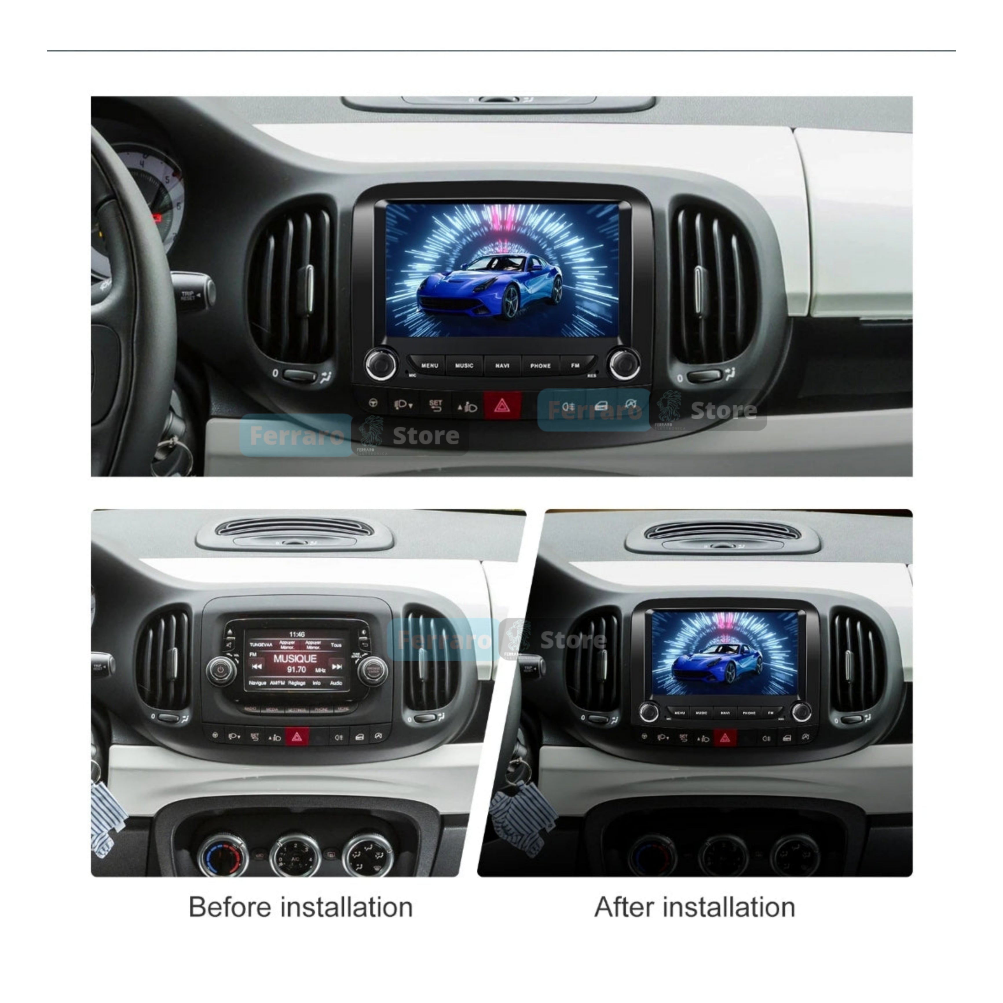 Autoradio per Fiat 500L 7" | 2013-2019 | Android | Bluetooth | CarPlay | Android Auto | 4GB/8GB Ram