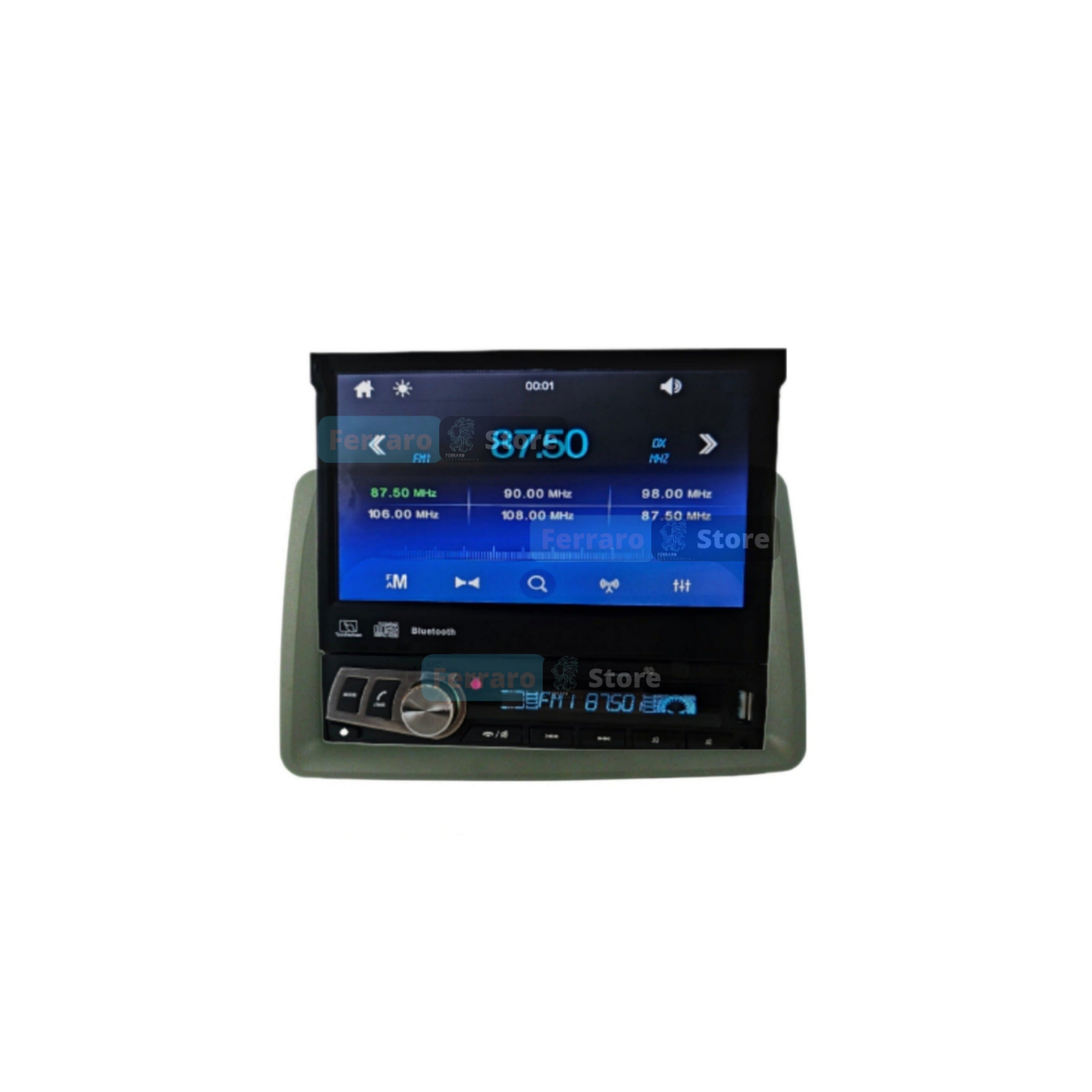 Car Radio for FIAT Panda 2nd Series - 1Din, 7" Inch Motorized Screen, Bluetooth, Radio, USB, Mirror Link for Android