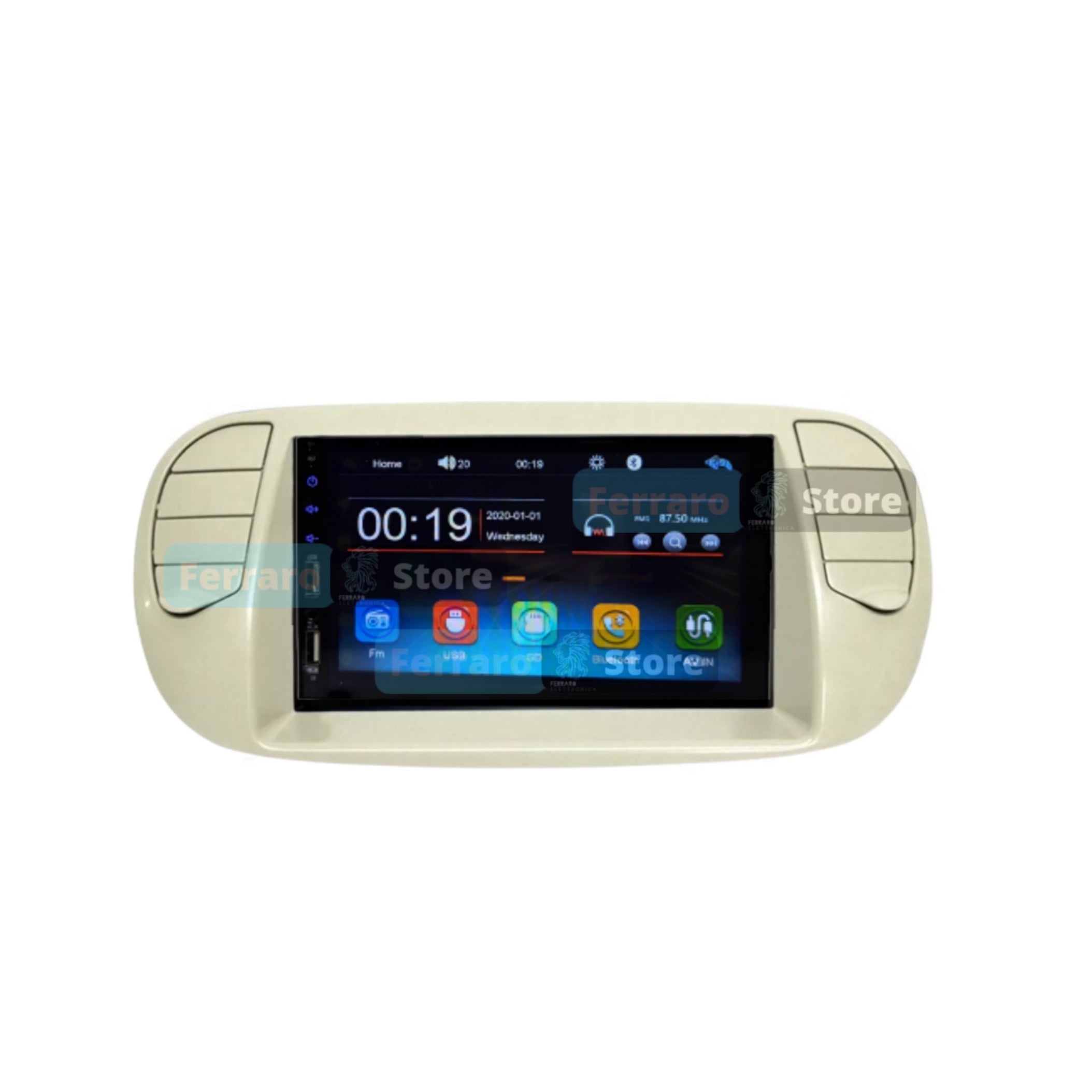 Autoradio per Fiat 500s 7" | 2007-2014 | Bluetooth | Radio | USB | Mirror Link