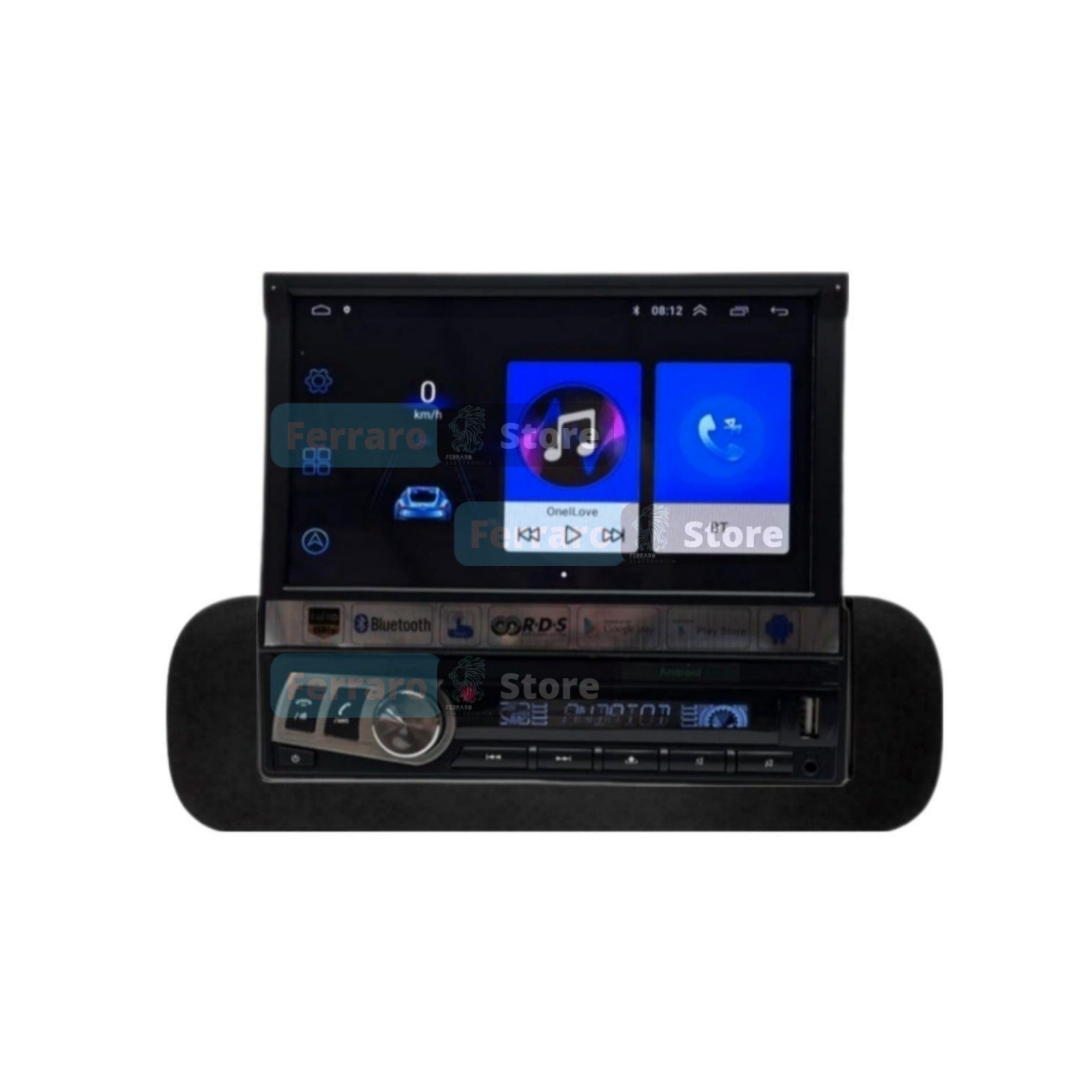 Car Radio for FIAT Panda 3a - 1Din 7"Inch, Motorized Android, GPS, WiFi, Radio, Bluetooth, FM, SWC, PlayStore