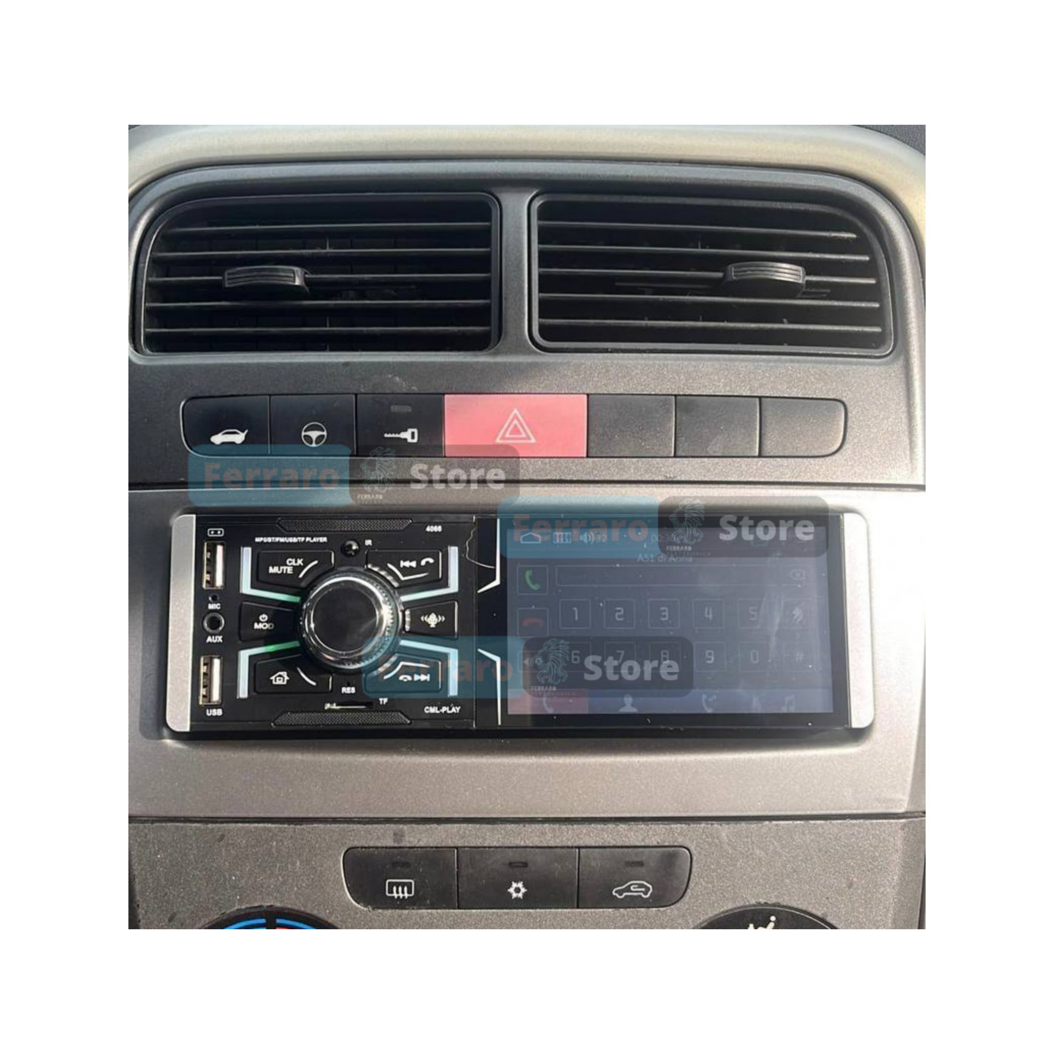 Car Radio for FIAT GRANDE PUNTO [2007 - 2012] - 1Din 4"Inch, Bluetooth, Radio, AUX, USB.