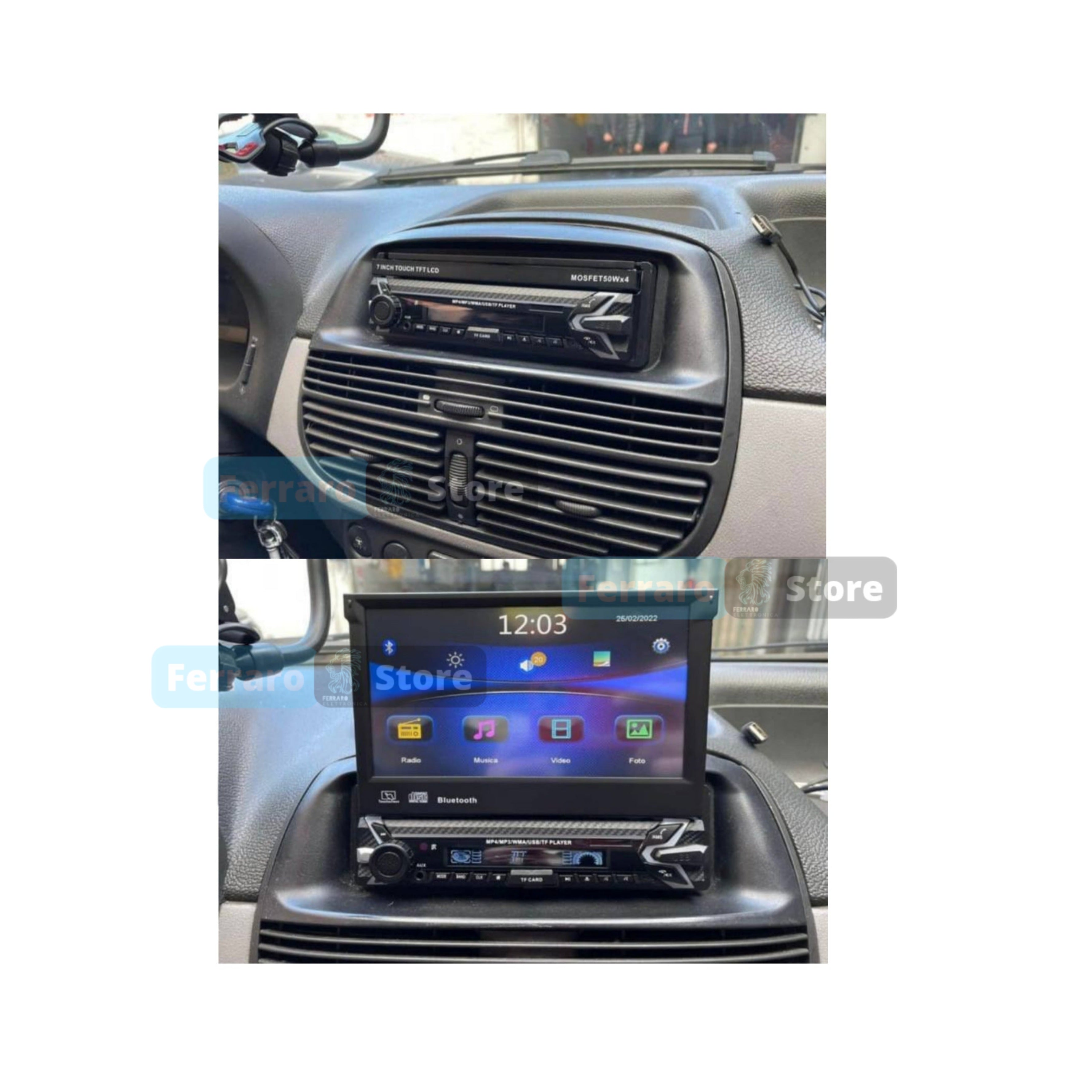 Autoradio per Fiat Punto 188 7" | 1999-2007 | Bluetooth | Radio | Motorizzato | USB | Mirror Link