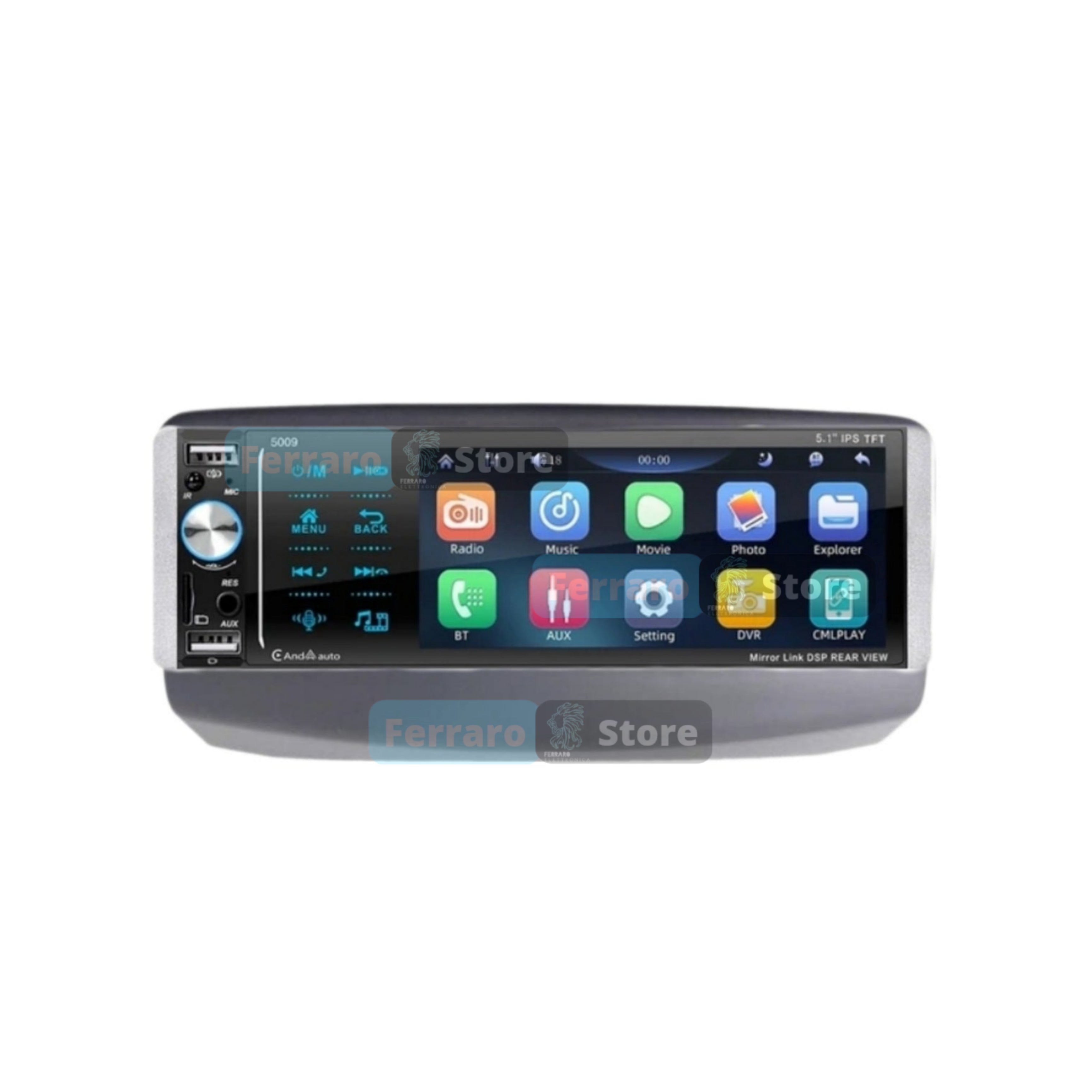 Car Radio for Fiat MULTIPLA - 1Din, 5.5" Inch Screen, Bluetooth, Radio, USB, CarPlay &amp; Android Auto Wired