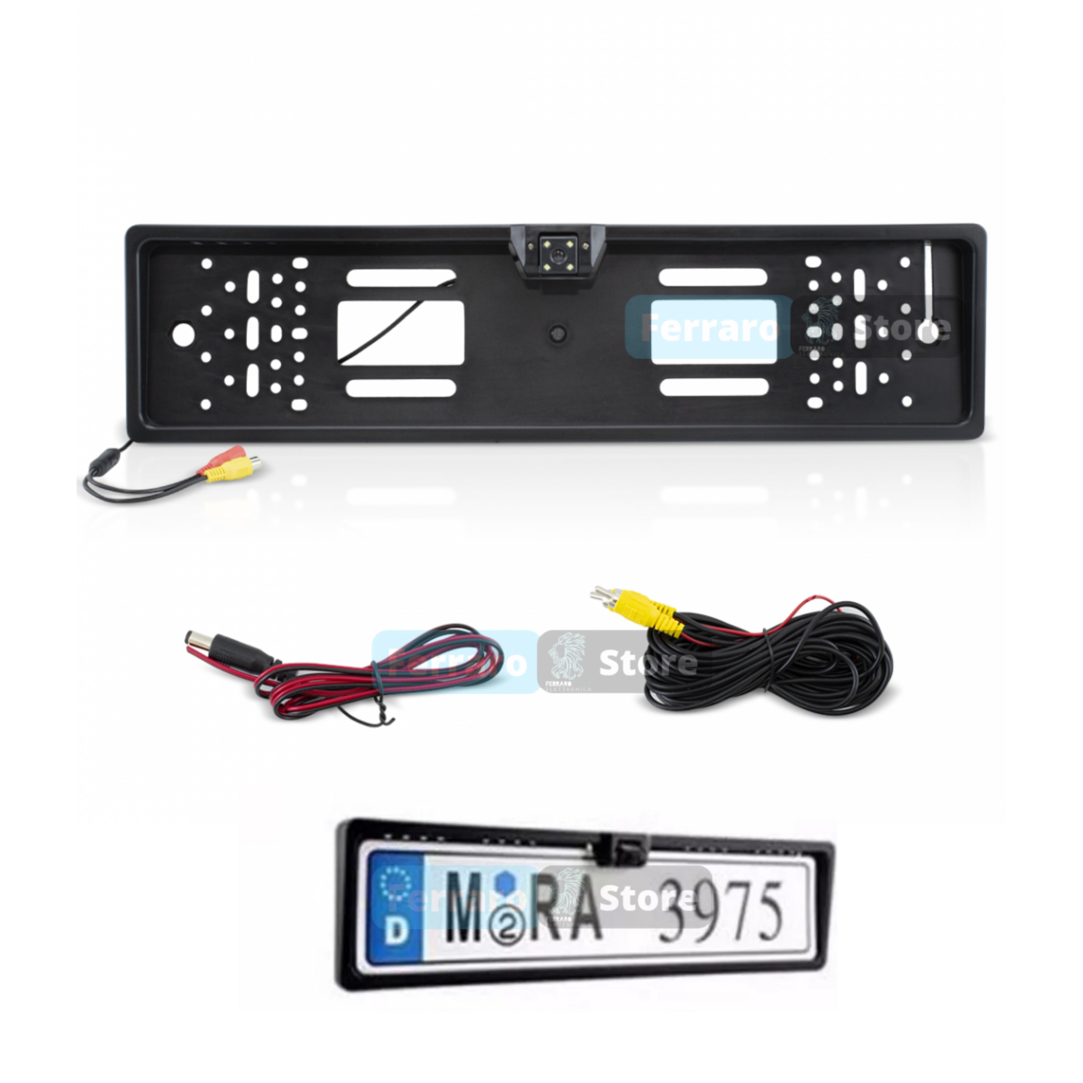 Reversing Camera with License Plate Holder - 170° Reversing, Car Reversing Camera, 4 LED Lighting, Night Vision