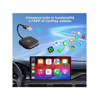 Adattatore CarPlay Wireless - Adattatore Carplay senza fili, Converte il Carplay Cablato in wireless, Android Auto e CarPlay