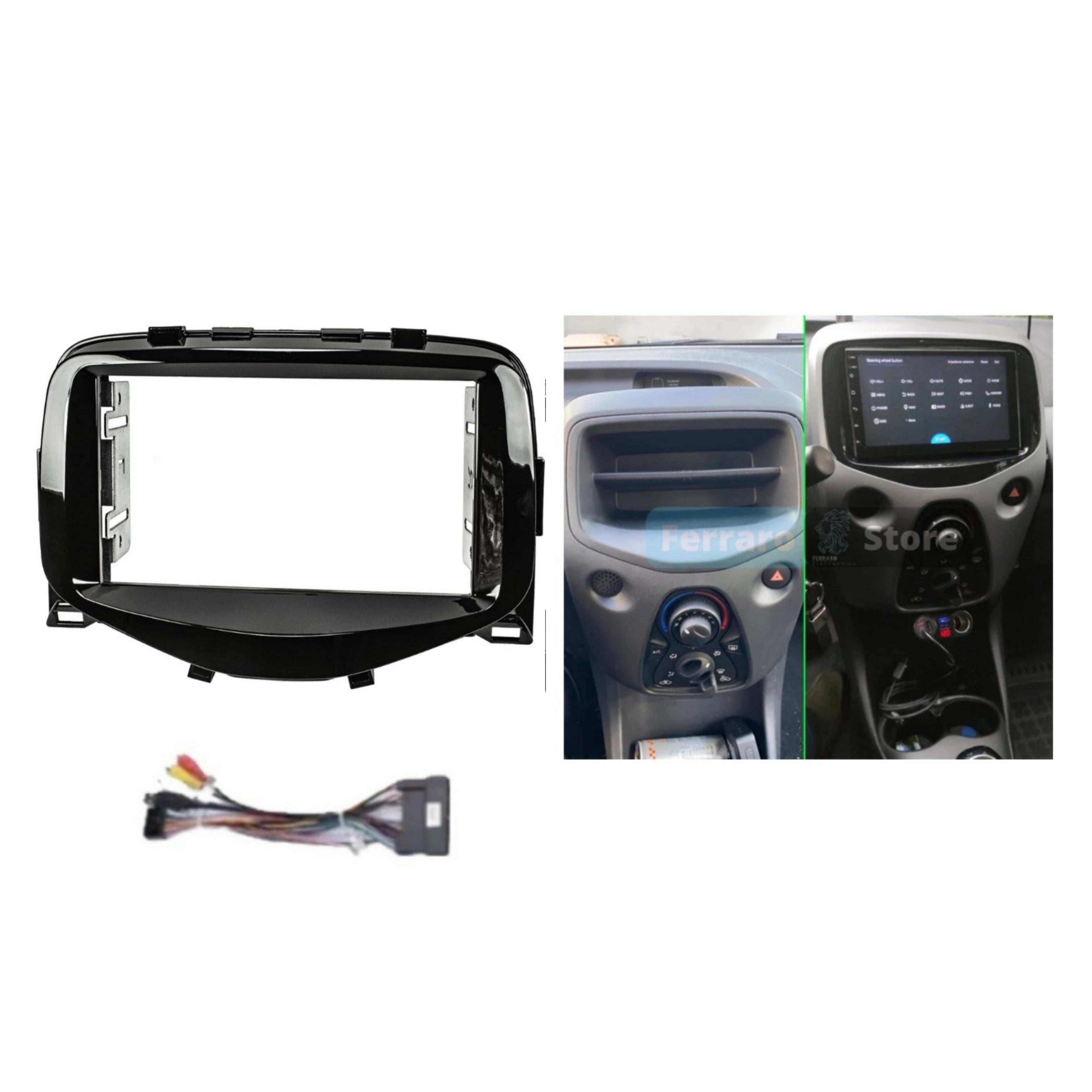 Kit Montaggio Autoradio 7"Pollici Citroen C1 | Peugeot 108 | Toyota Aygo  | 2014-2021 | Mascherina | Cablaggio Autoradio Android