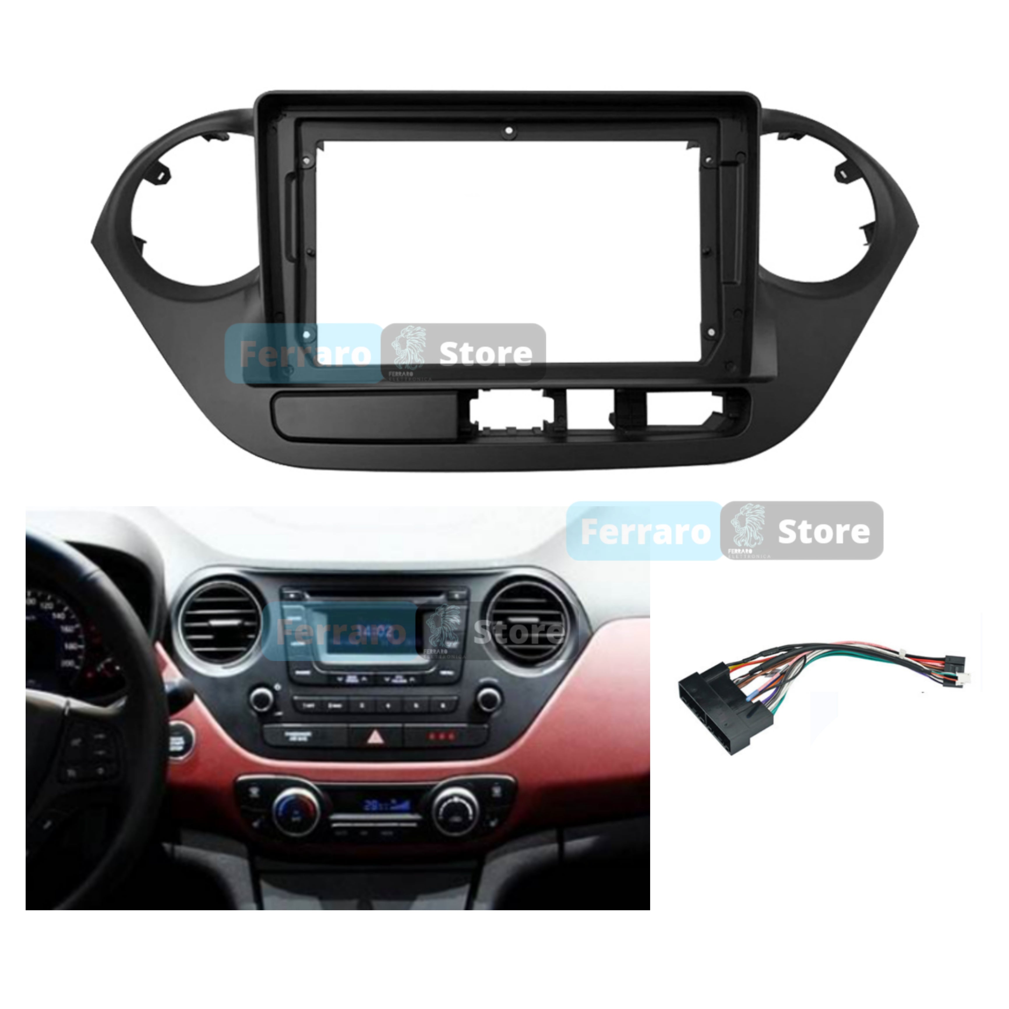 Kit Montaggio Autoradio 9"Pollici Hyundai Grand i10 | 2013-2016 | Mascherina | Cablaggio | per Autoradio Android