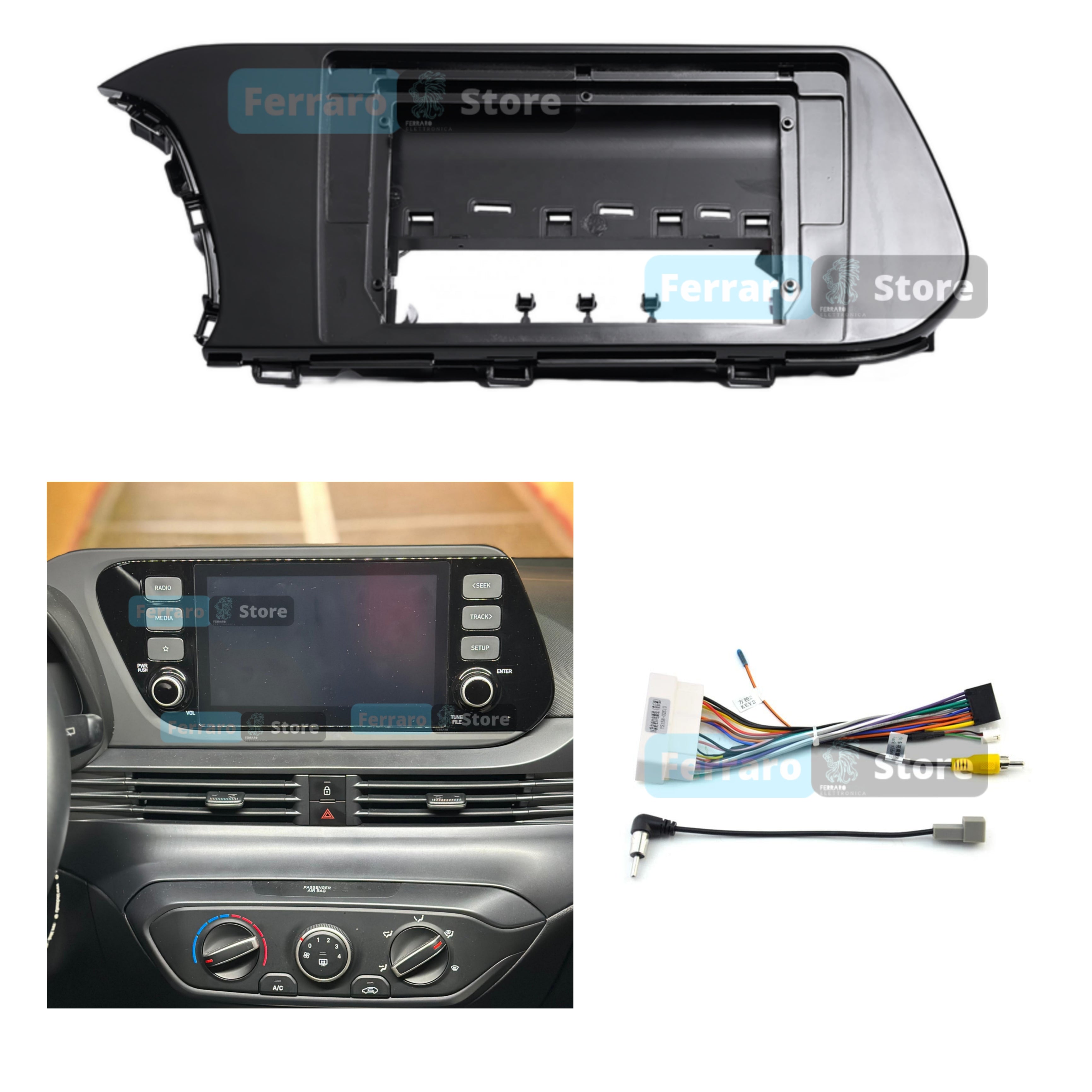 Kit Montaggio Autoradio 10.1"Pollici Hyundai i20 | Dal 2020> | Mascherina |  Cablaggio | per Autoradio Android