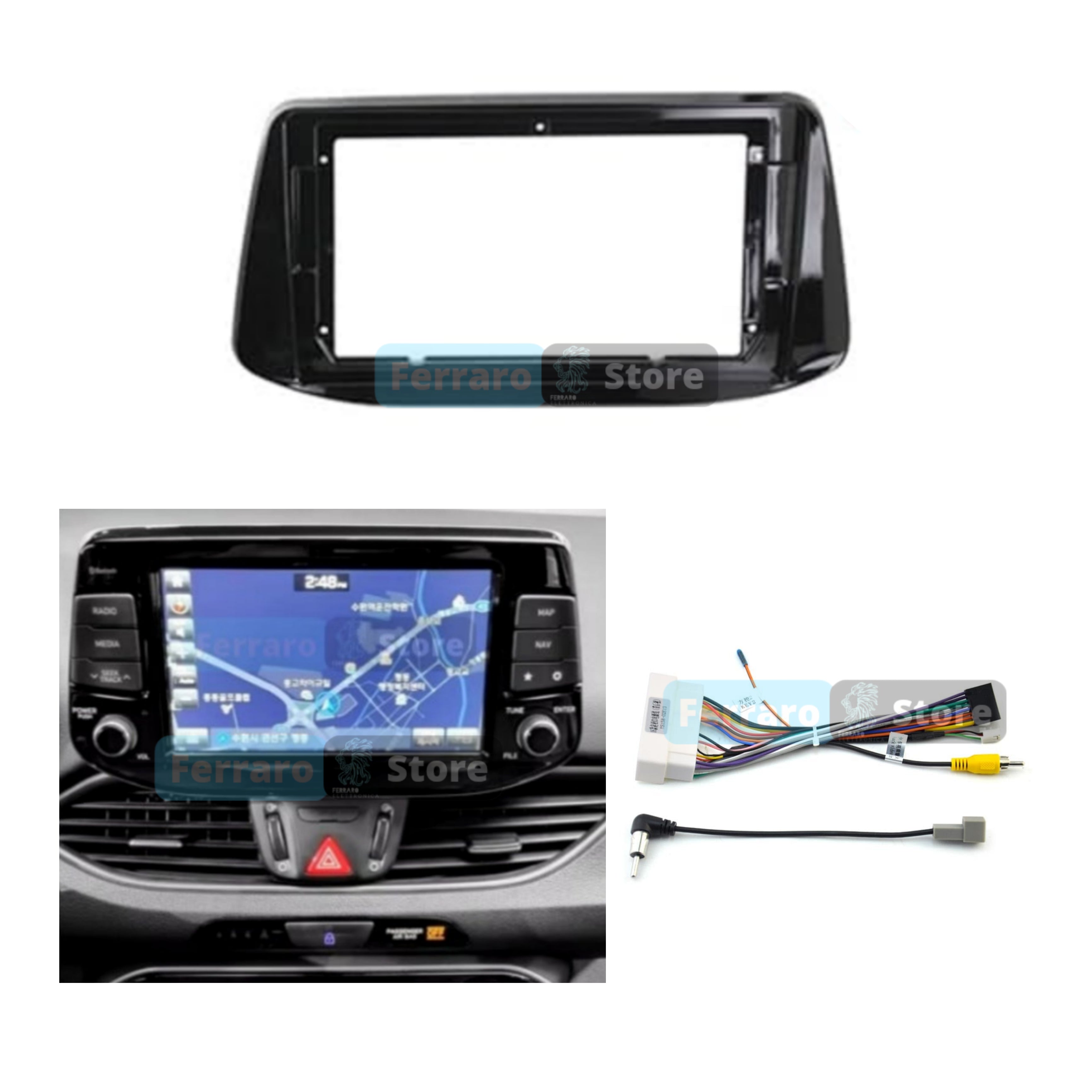 Kit Montaggio Autoradio 9"Pollici Hyundai i30 | 2017-2018 | Mascherina | Cablaggio | per Autoradio Android