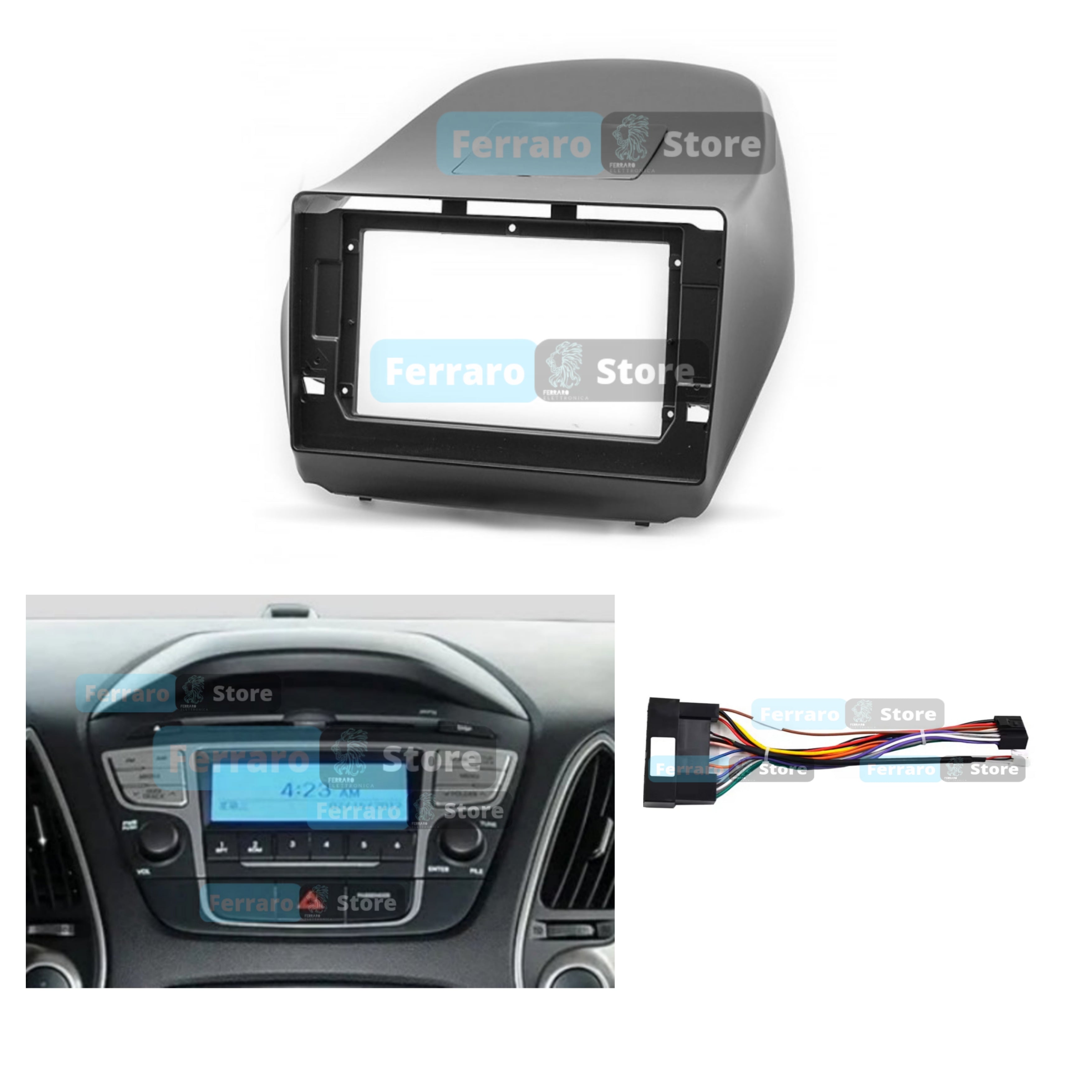 Kit Montaggio Autoradio 9"Pollici Hyundai ix35 Tucson 2 | 2009-2015 | Mascherina | Cablaggio | per Autoradio Android