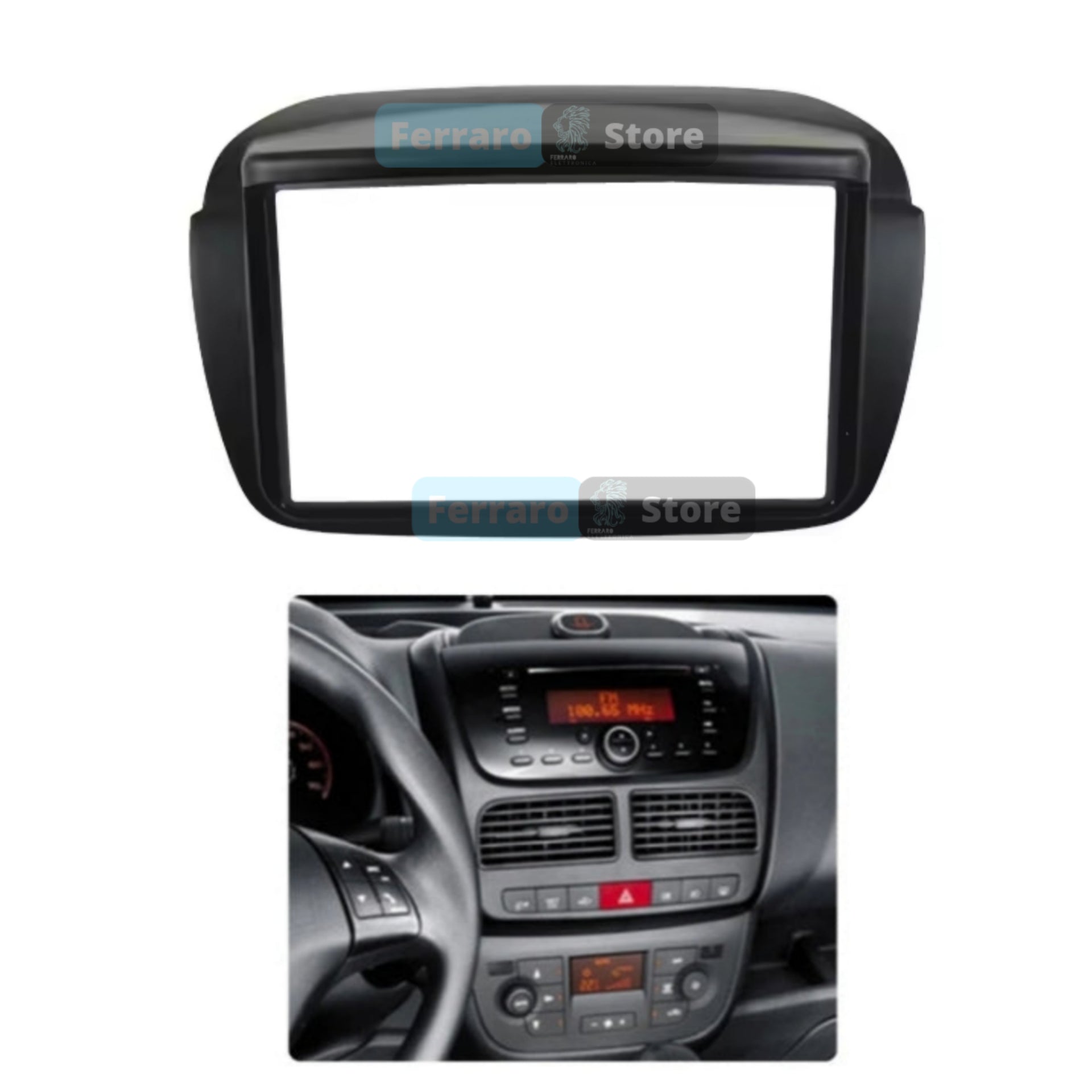 MASCHERINA RADIO 1 DIN PER FIAT DOBLO' 2010 A 2015 ADATTATORE COLORE NERO LUCIDO