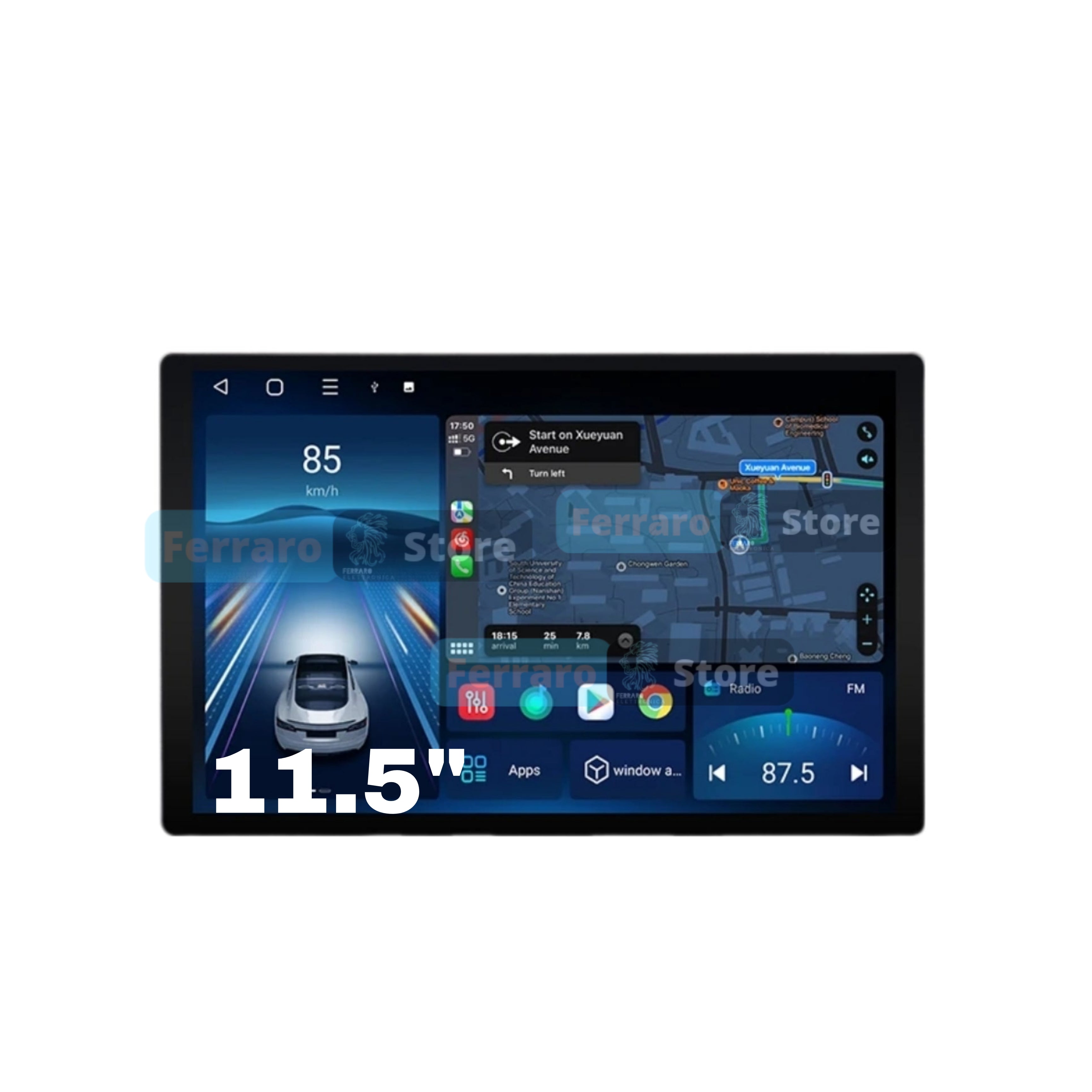 Autoradio Universale Fisso | 2Din 11.5"Pollici | Android | Bluetooth | CarPlay | Android Auto | 4/64GB Ram