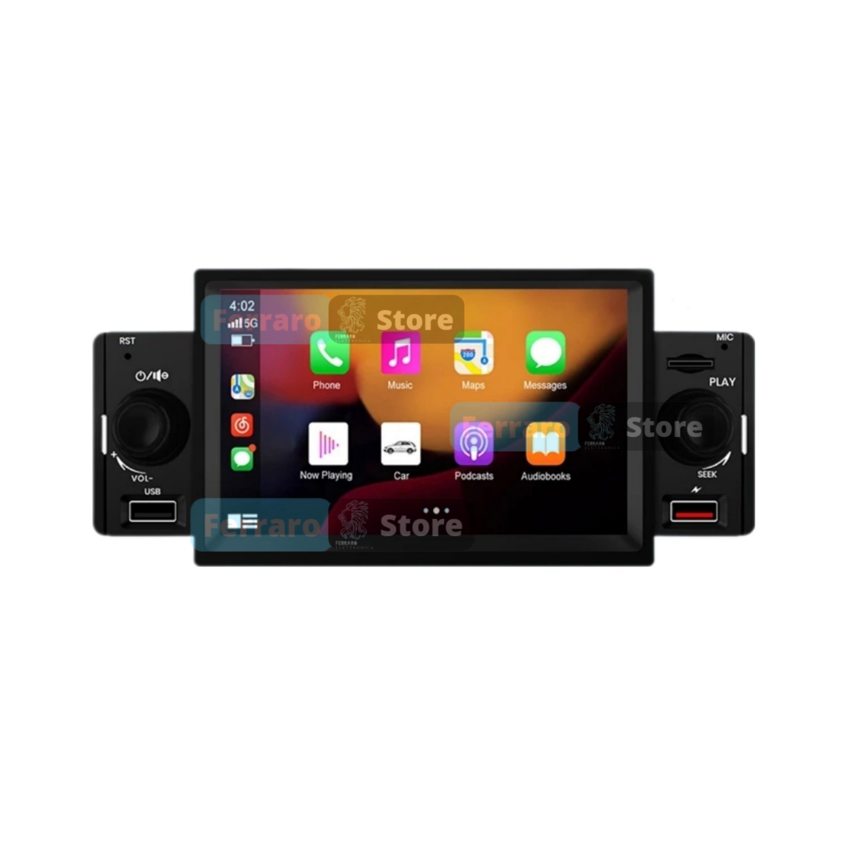 Autoradio Universale Fisso | 1Din 5"Pollici | Bluetooth | Radio | USB | Navigatore | CarPlay & Android Auto Cablato