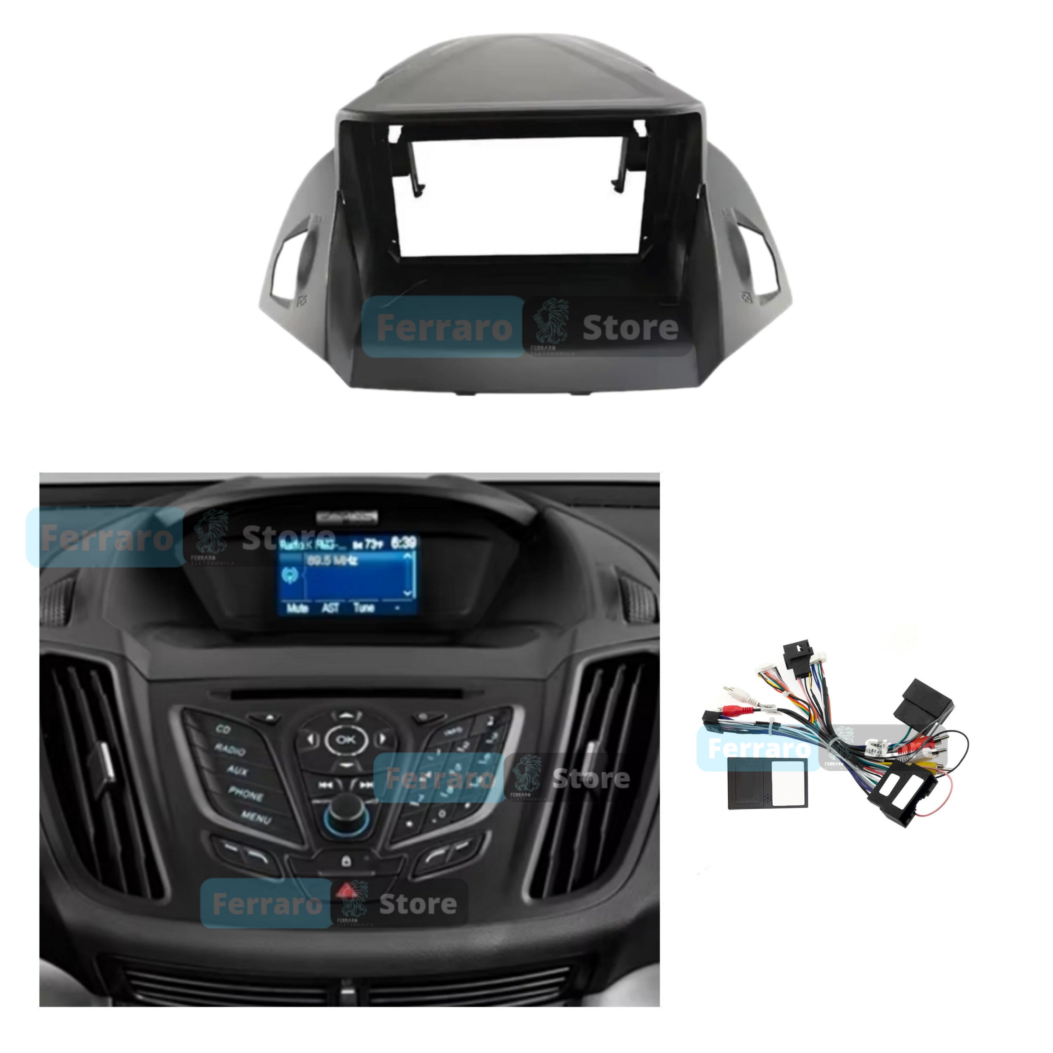 Kit Montaggio Autoradio 9"Pollici Ford Escape | Kuga 2 | C-Max | 2012-2019 | Mascherina | Cablaggio | per Autoradio Android