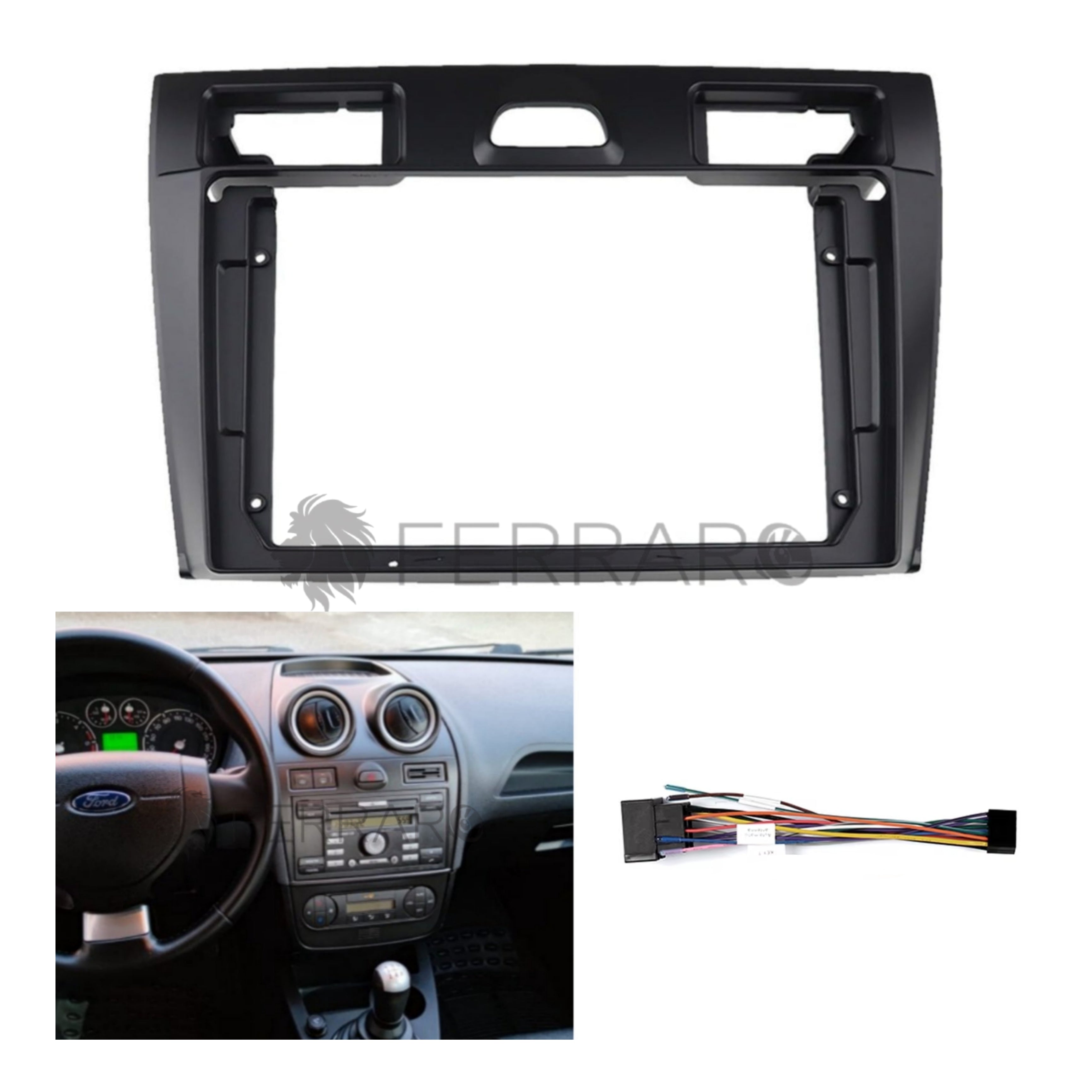 Kit Montaggio Autoradio 9"Pollici Ford Fiesta | 2006-2011 | Mascherina |  Cablaggio | per Autoradio Android