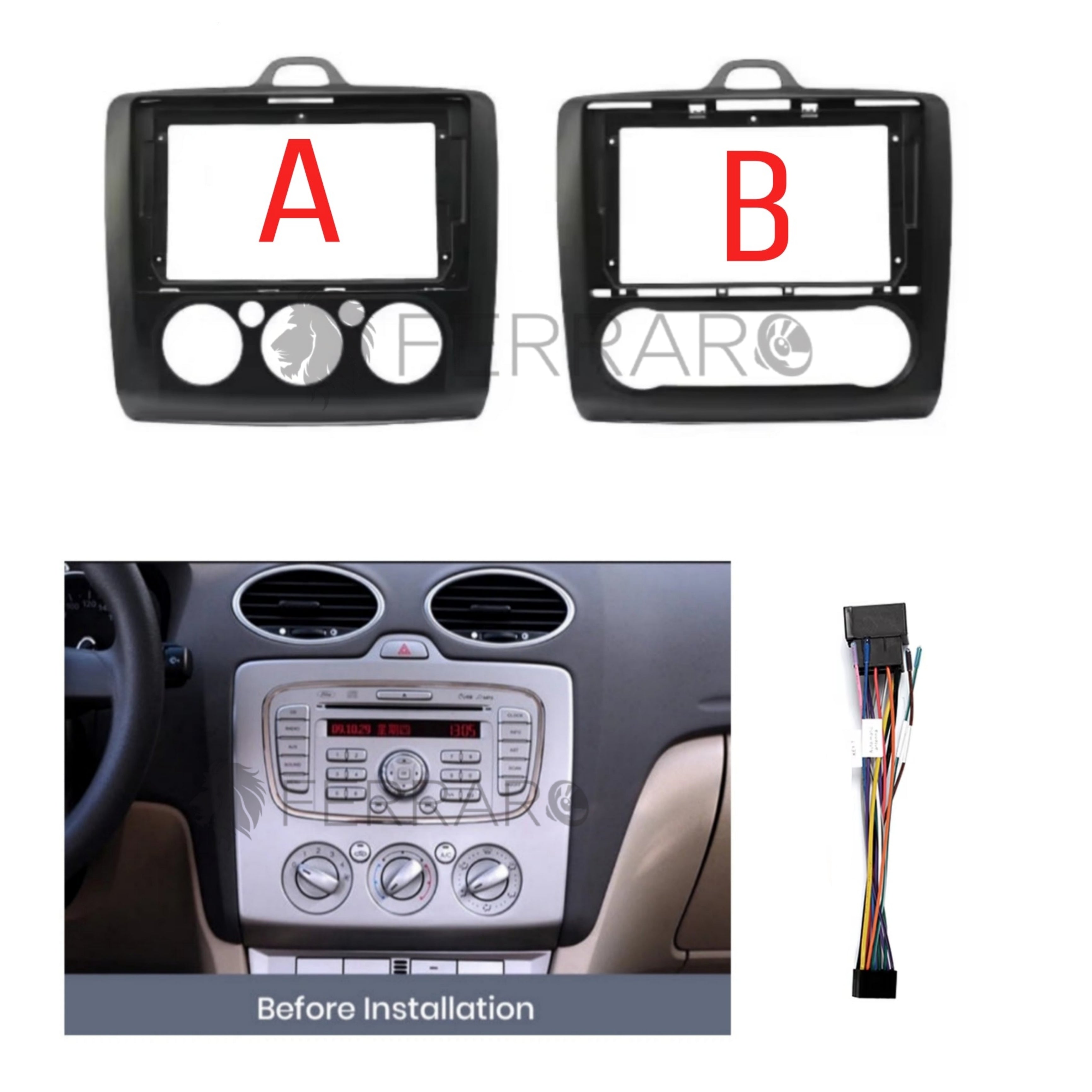 Kit Montaggio Autoradio 9"Pollici Ford Focus 2 | 2004-2011 | Mascherina | Cablaggio | per Autoradio Android