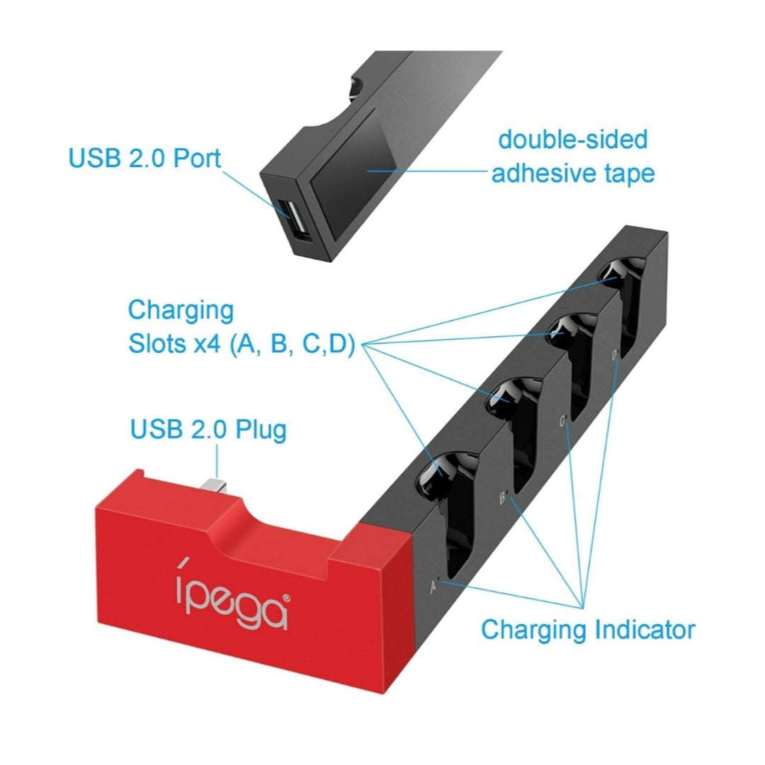 Stazione Ricarica 4 Slot | PG-9186 | Compatibile per Nintendo Switch Joycon