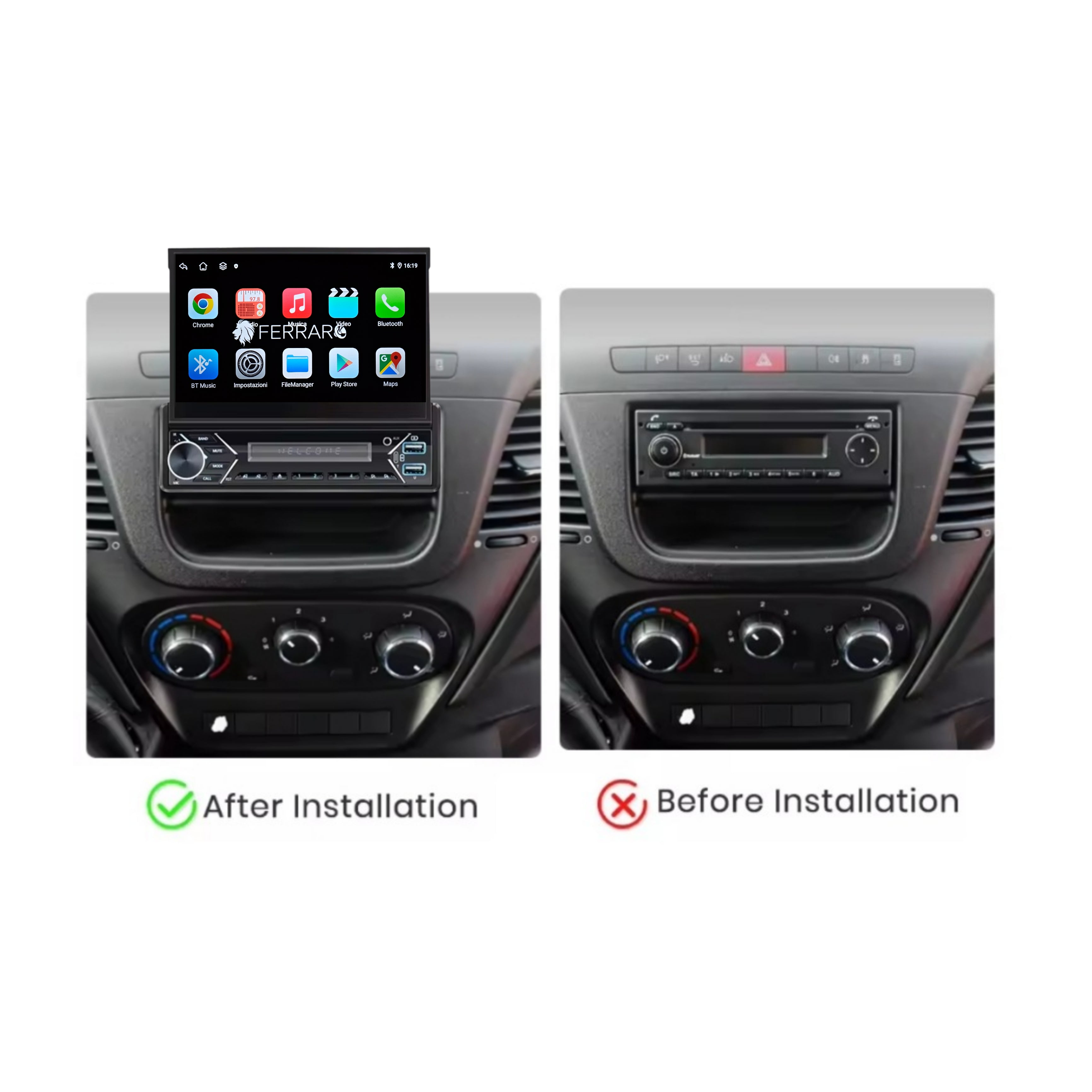 Autoradio per Iveco Daily 7" | 2013-2021 | Android | Motorizzato | Bluetooth | CarPlay | Android Auto | 2/32GB Ram