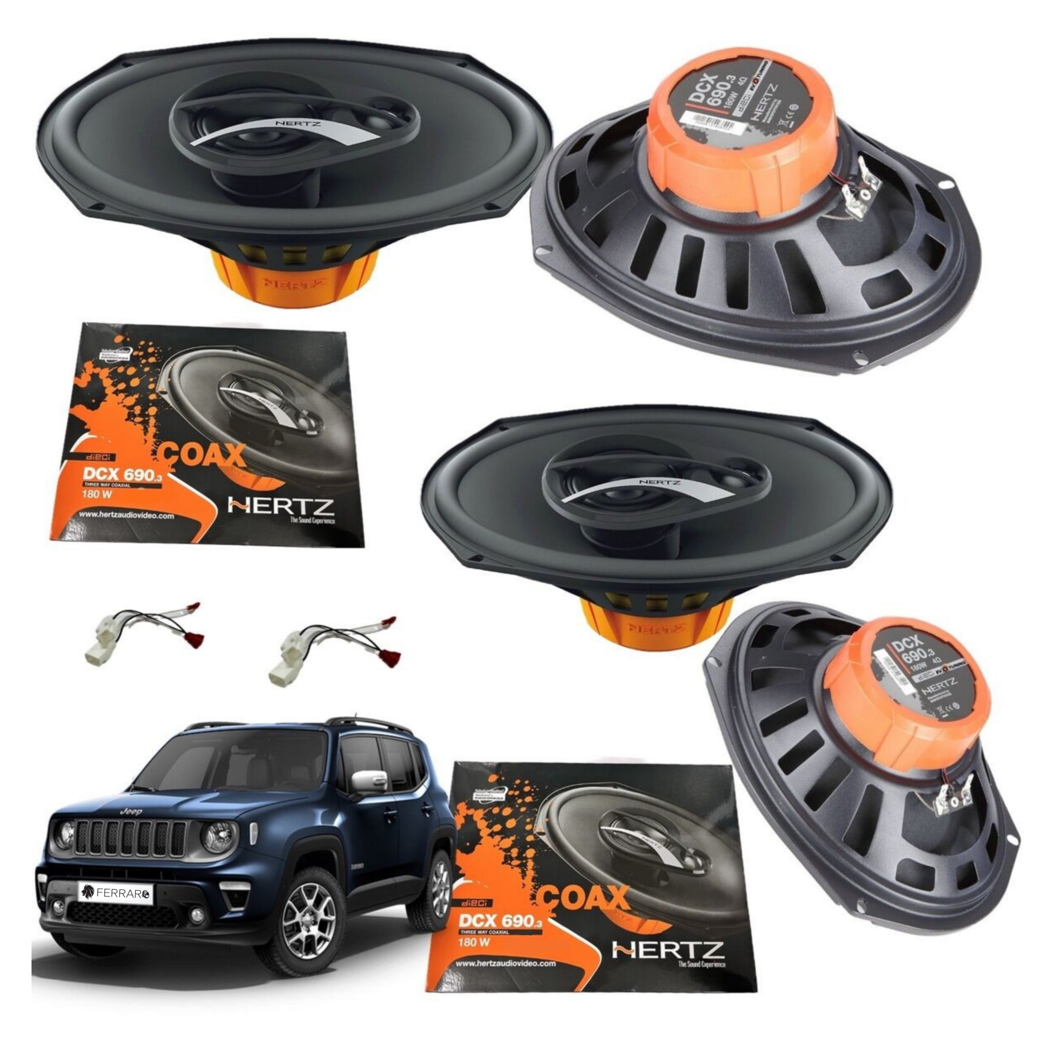 Kit 4 Casse per Jeep Renegade | Altoparlanti, Hertz Dieci, Anteriori/Posteriori