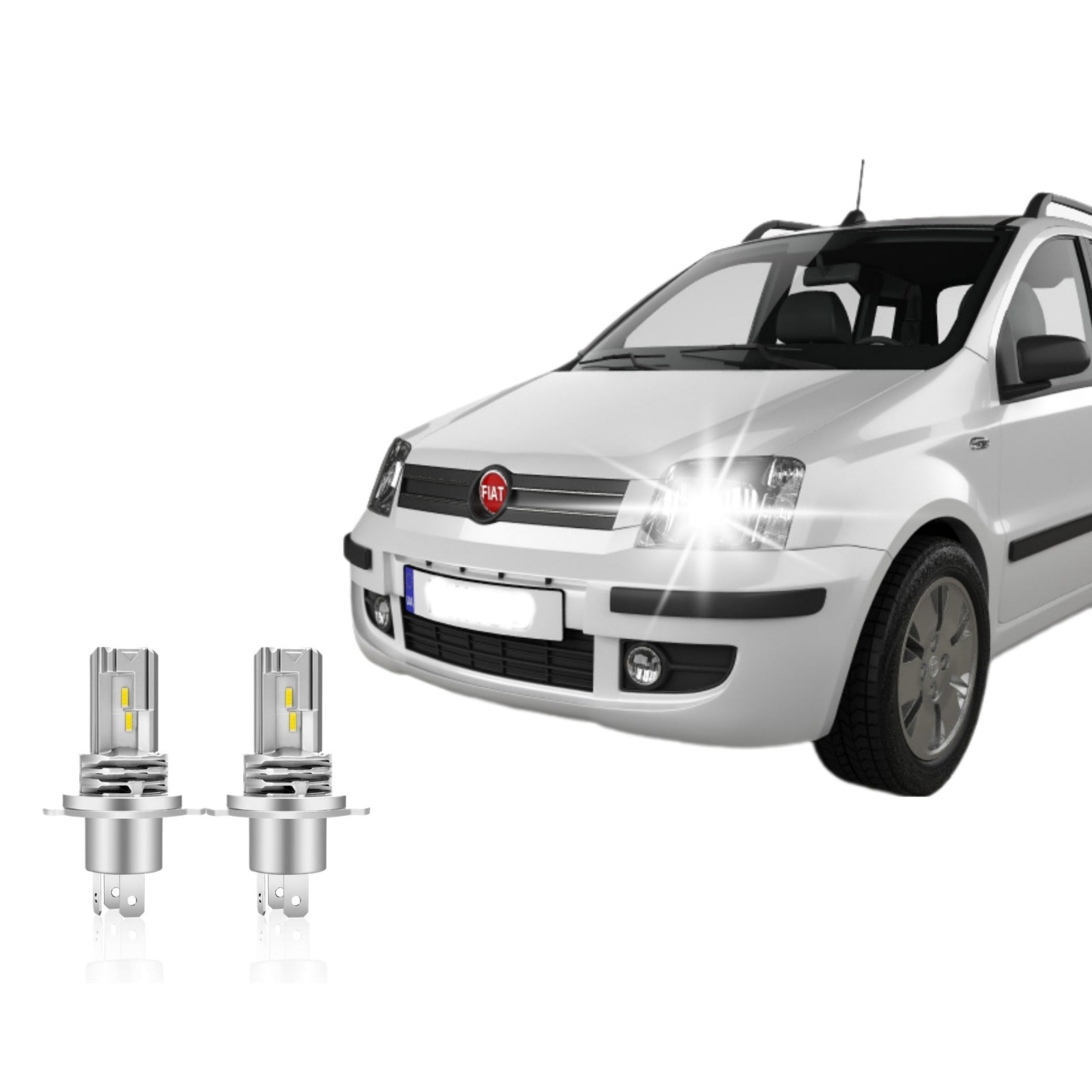 H4 LED Bulbs for Fiat Panda 2nd Series - 15000 Lumen, Low Beam, High Beam, White LED Bulbs