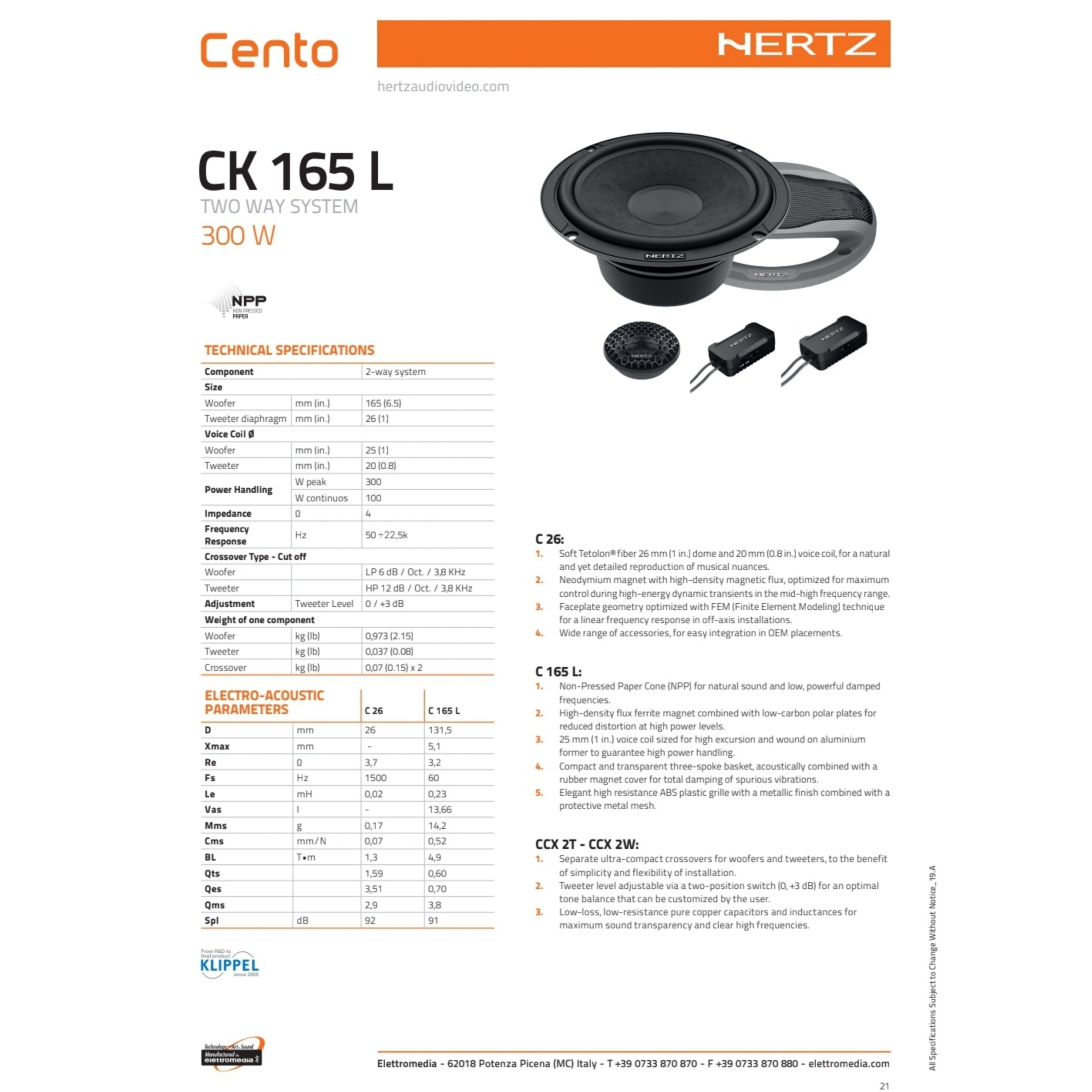 Hertz Kit 6 Casse | CK 165L | CX 100 | Ant/Post | Fiat Tipo 2