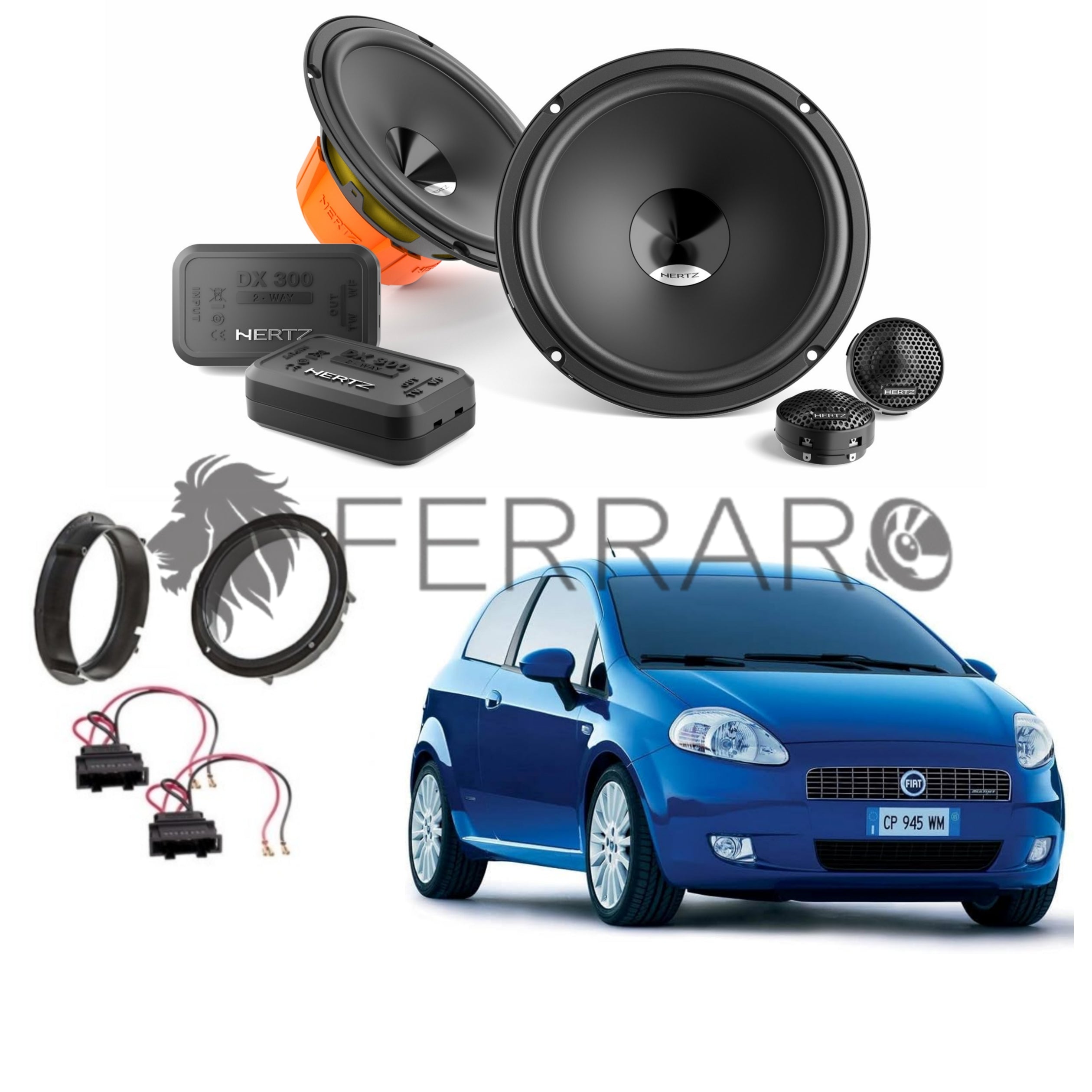 Kit 4 Casse Altoparlanti Hertz Dsk 165.3 Anteriori 2 Vie per Fiat Grande Punto