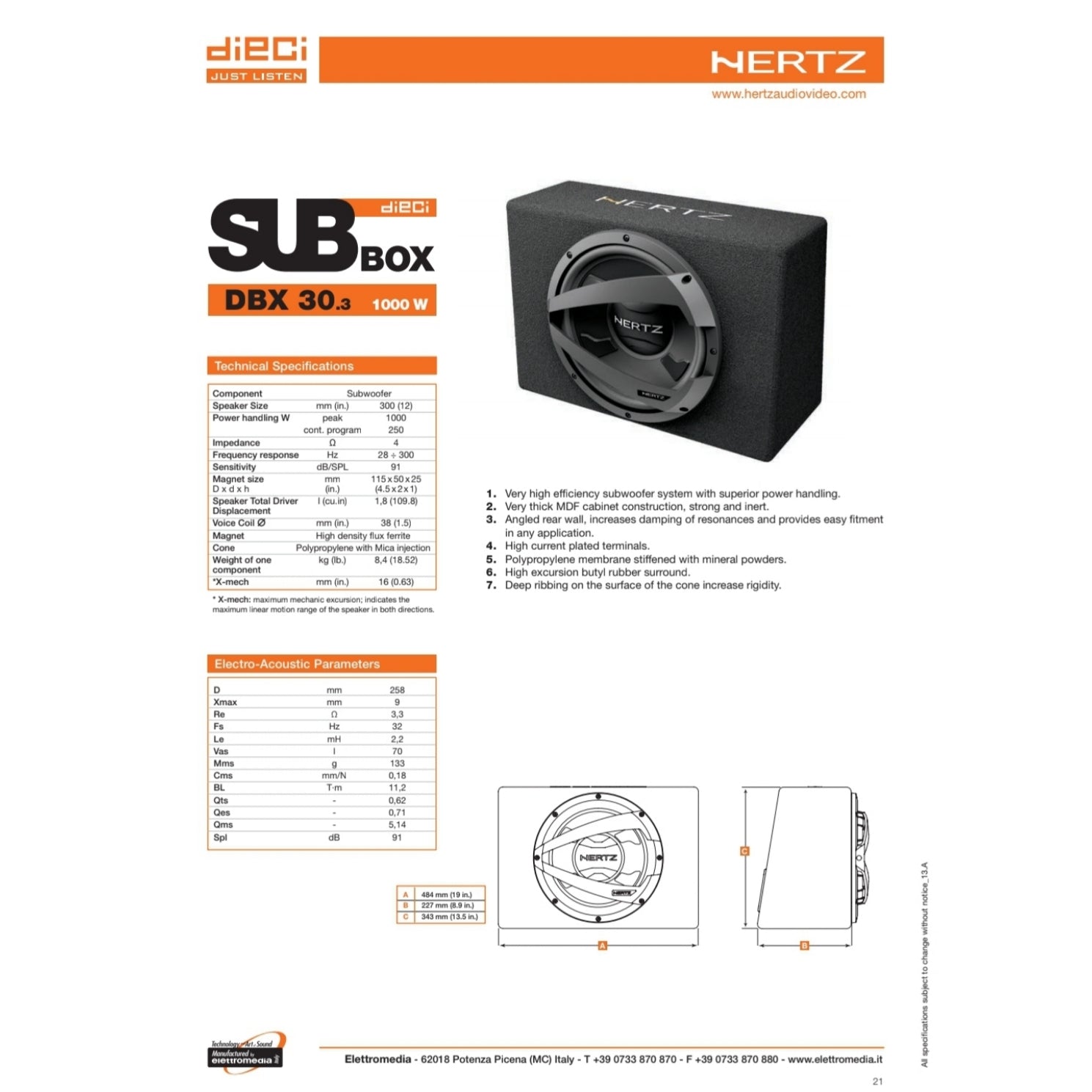 Hertz Sound | Amplificatore Hertz Mille ML Power 1 | Classe D Mono 1x1000w Rms | DBX 30.3